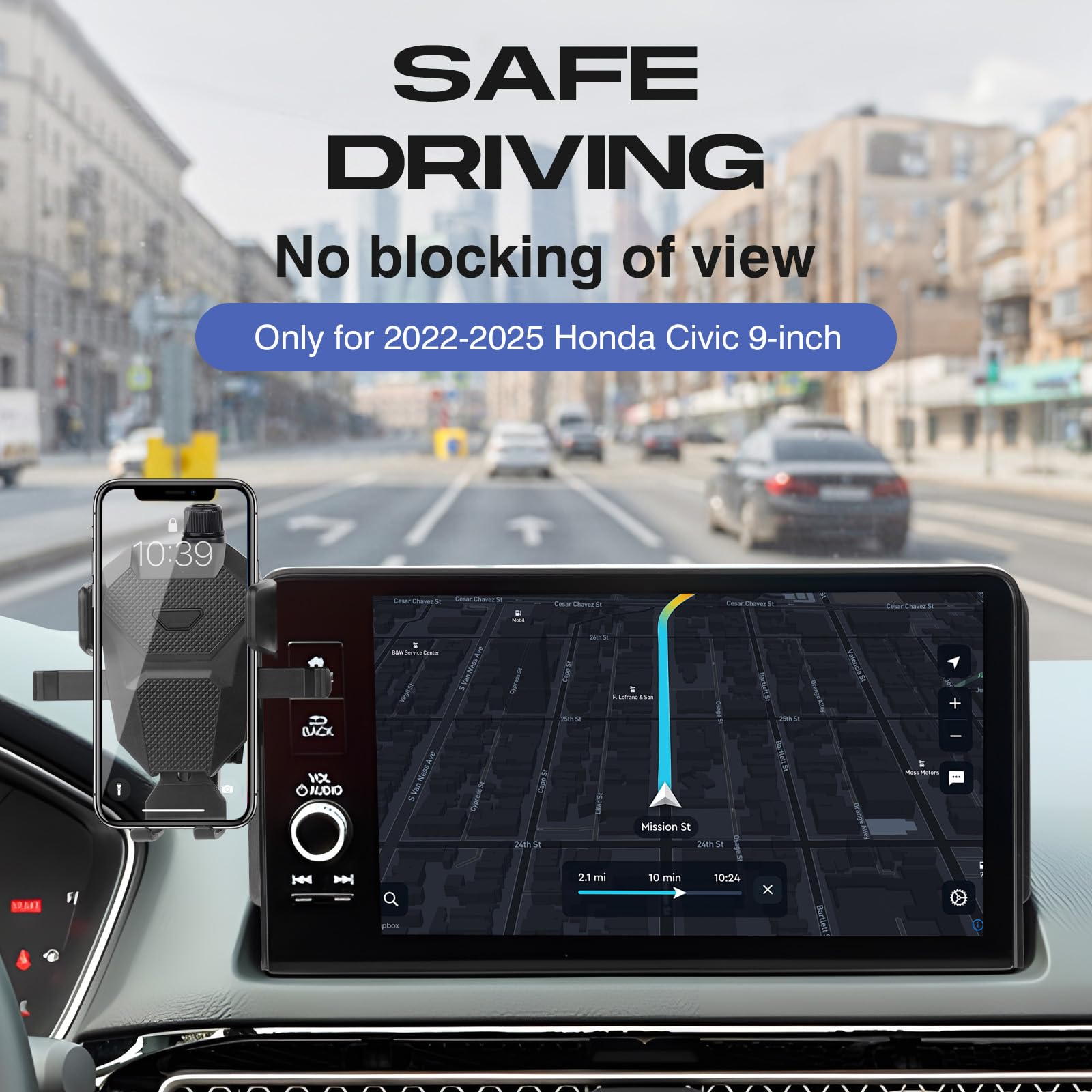 Sunsdrew Car Phone Holder For Honda Civic 2022-2025 Accessories,Adjustable Gps Civic Phone Mount For 9-Inch Screen,Hands-Free Ul