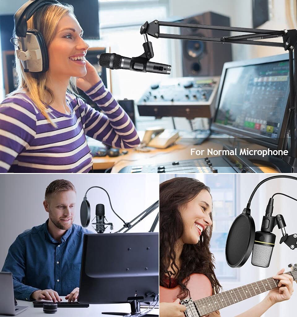 Upgrade Mic Wall Mount,Microphone Boom Arm Wall Stand Holder For Logitech Blue Yeti,Razer,Hyperx,Shure,Rode Mic Broadcasting, Vo