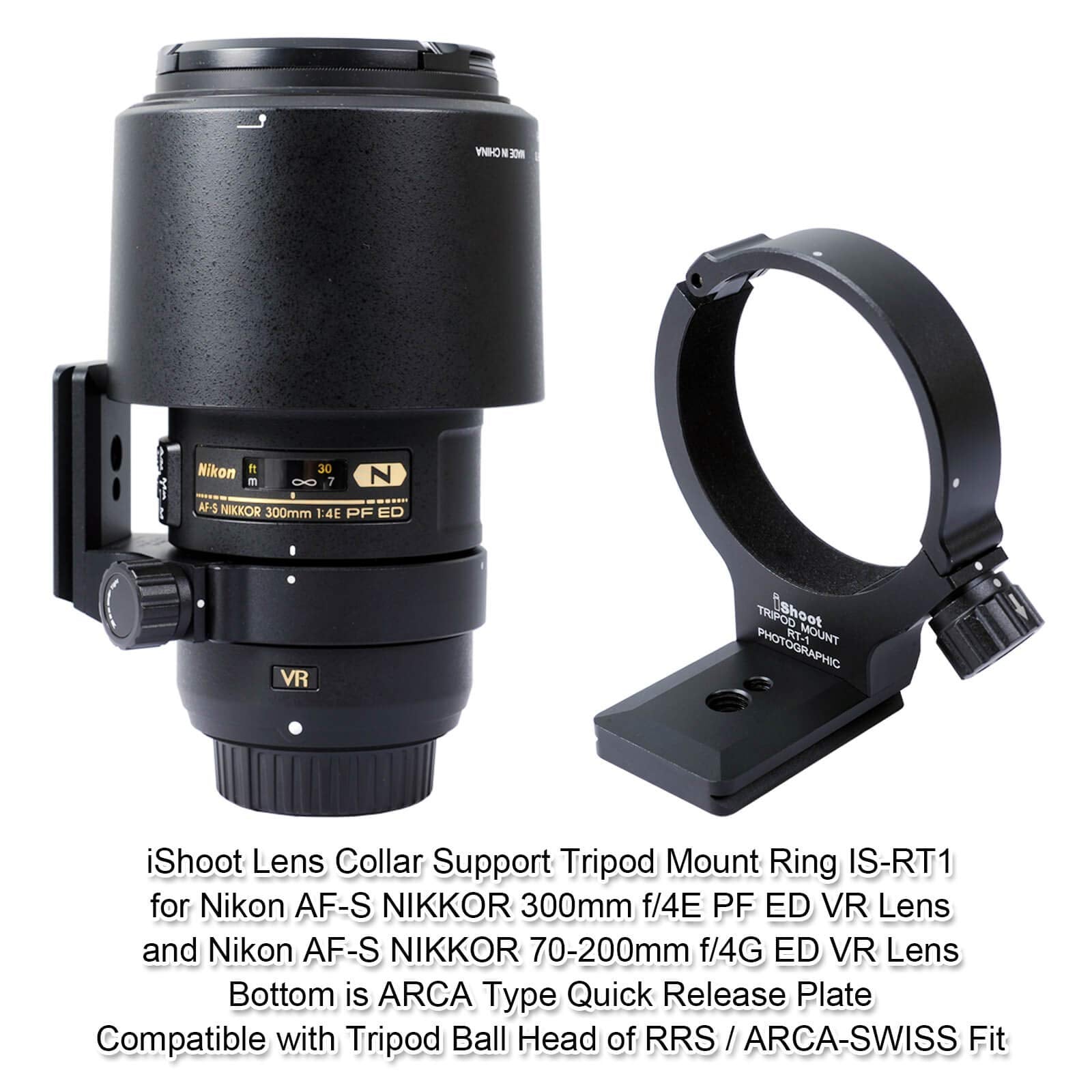 Ishoot Improved Lens Collar Tripod Mount Ring For Nikon Rt 1 Nikkor Af S 300Mm F/4E Pf Ed Vr & Af S 70 200Mm F/4G Ed Vr, Bottom
