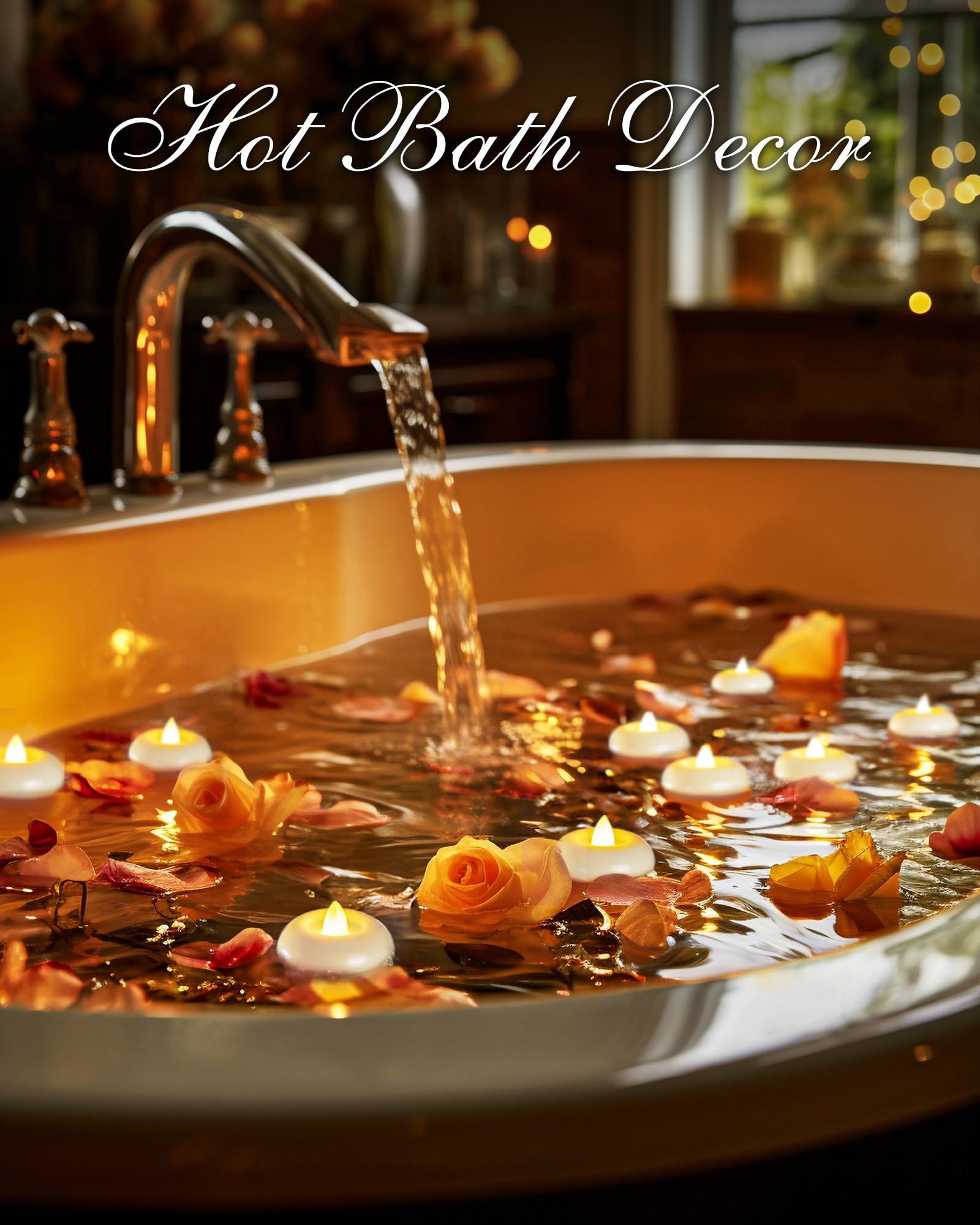 Homemory 24Pack 2    Flameless Led Floating Candles, 200 Hour Plastic Battery Operated Flickering Waterproof Tealights For Cylin