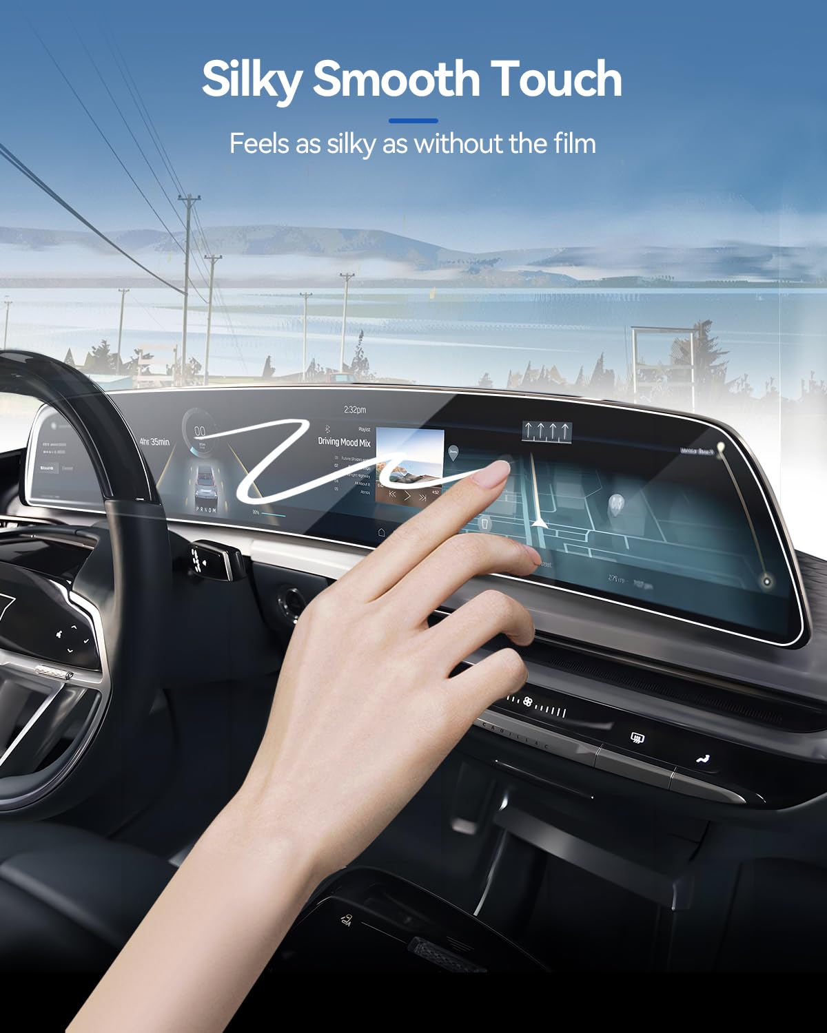 Lantu 2Pcs Car Screen Protector For 2023 2024 Cadillac Lyriq (Luxury/Tech/Sport) Accessories Navigation Nano Touchscreen Protect