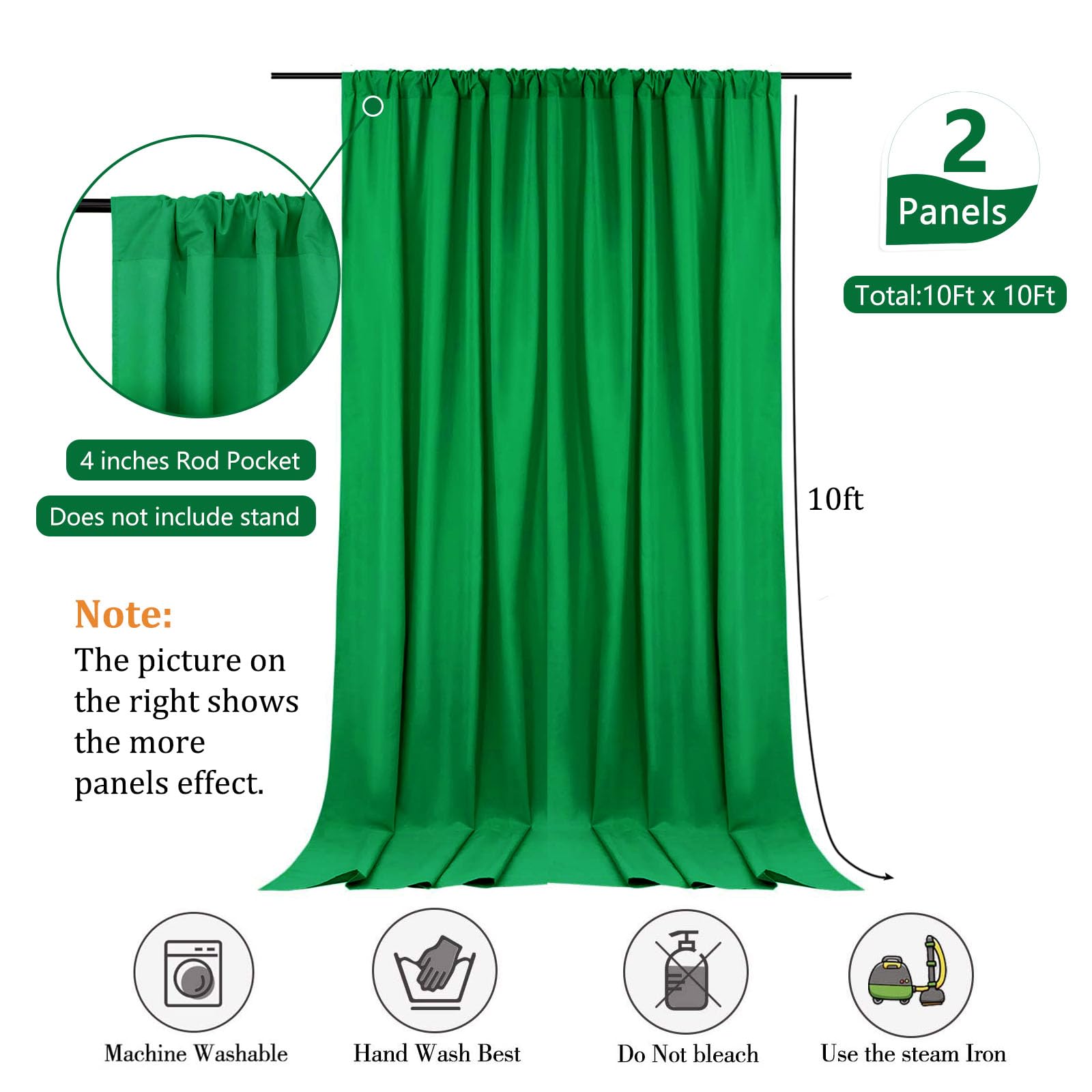 10 X 10 Feet Grass Green Backdrop Curtain For Partie, Background Curtains For Photoshoot, Birthday, Wedding, Halloween, Thanksgi