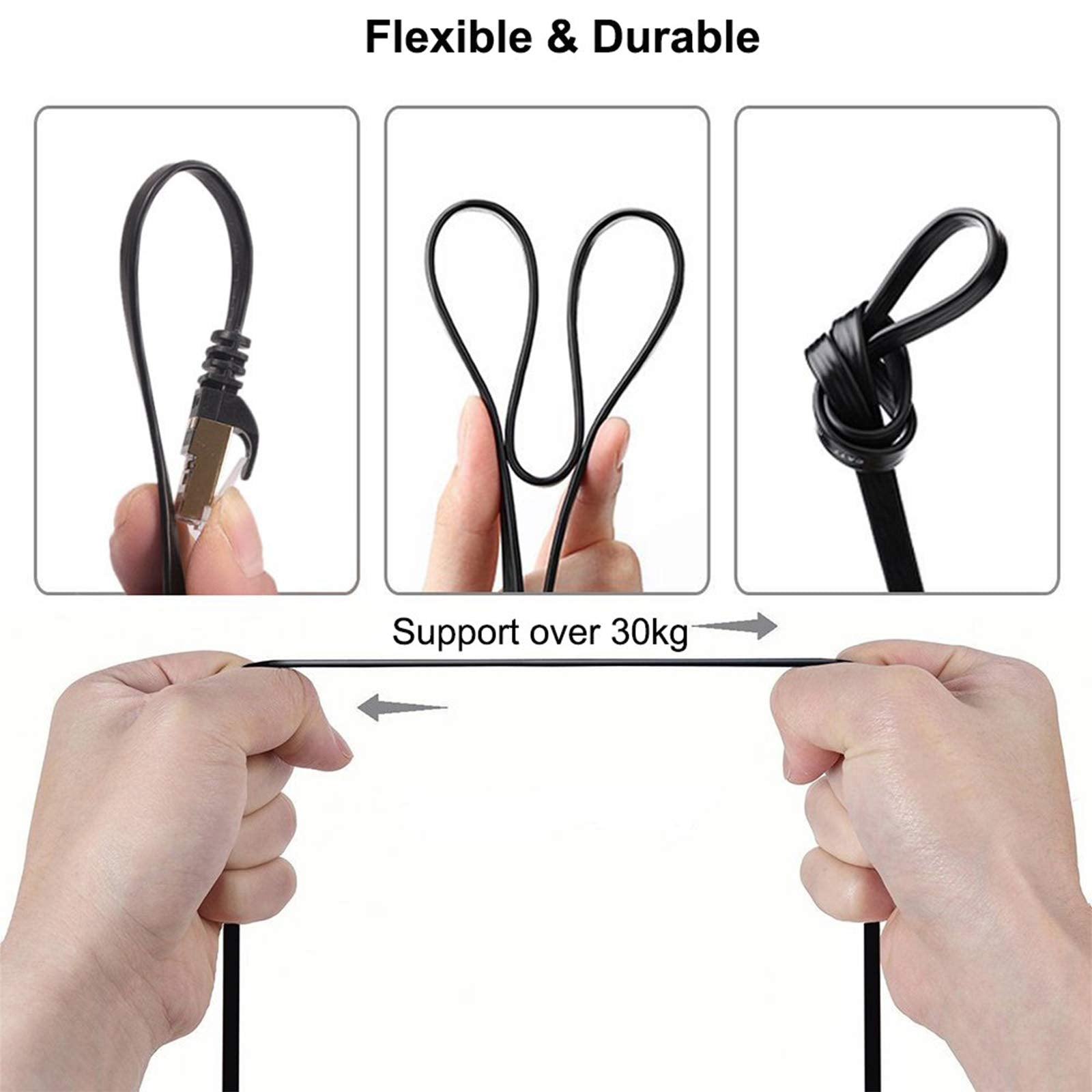 Busohe Cat 8 Ethernet Cable 75 Ft, 40Gbps 2000Mhz Cat8 High Speed Flat Internet Network Patch Cord, Sftp Shielded Lan Wire With