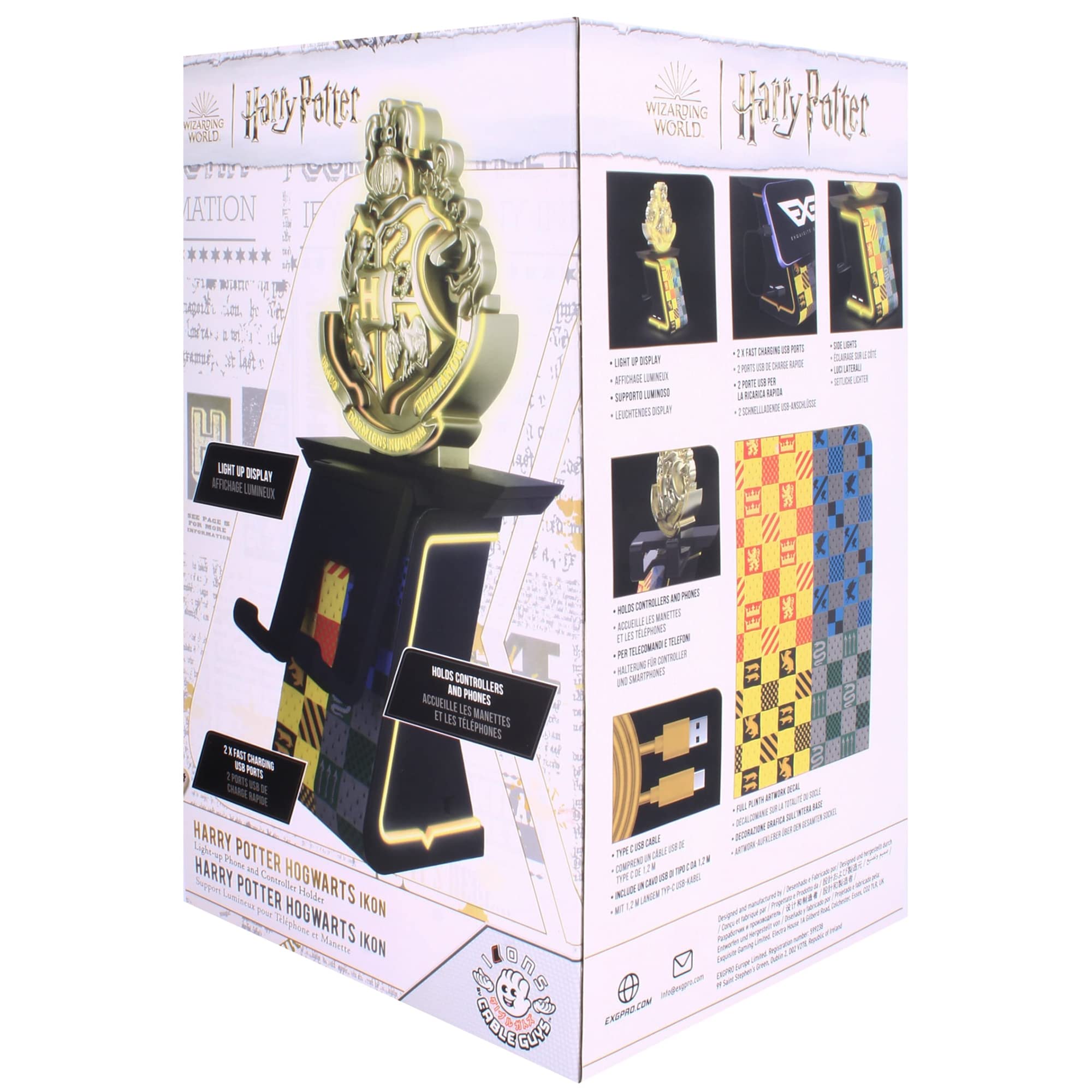 Exquisite Gaming Cable Guys Led Ikons: Harry Potter Hogwarts Crest   Charging Phone & Controller Holder   Light Up Gaming Contro