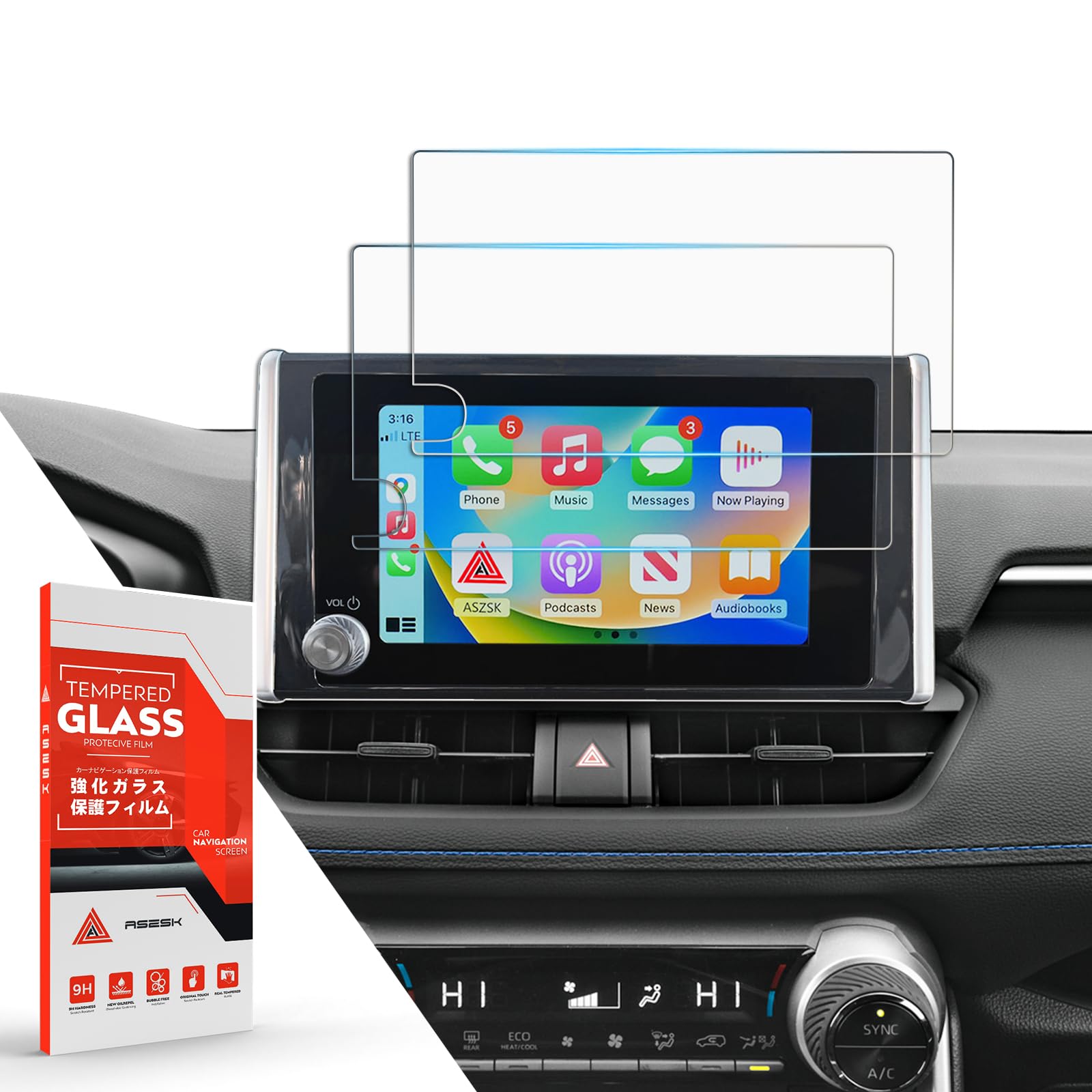 Aszsk 2 Pack Screen Protector For Rav4 2023 2024,8 Inch Tempered Glass Protective Film For Toyota Rav4,9H Anti Scratch Hd Clarit