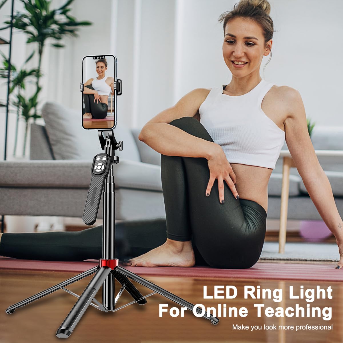 Extendable Phone Tripod, 71'' Selfie Stick Phone Vlog Tripod Stand Quadrapod With All In 1 Phone Clip, Travel Tripod Phone Holde