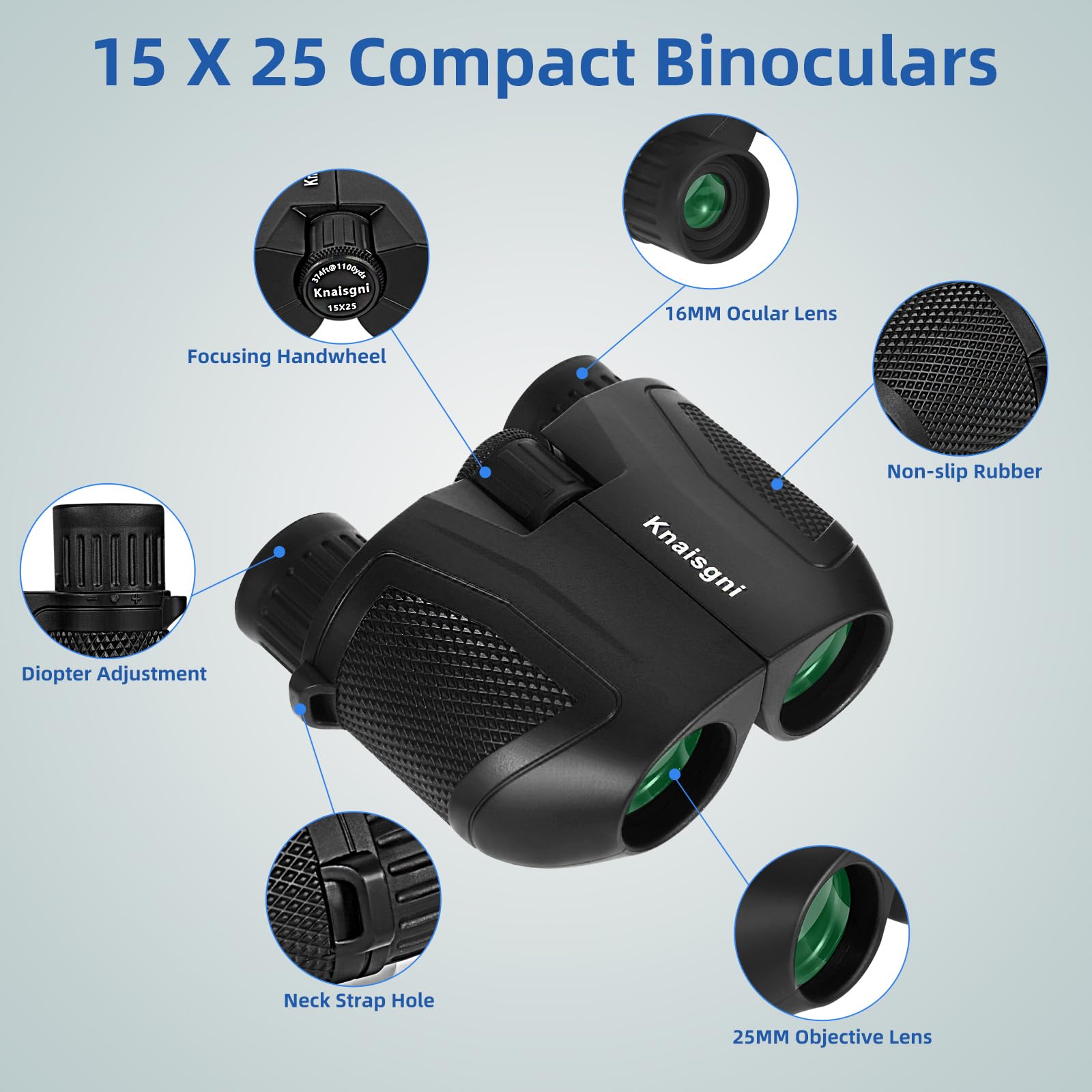 Knaisgni Binoculars For Adults And Kids, 15X25 High Powered Compact Binoculars, Portable Binoculars For Bird Watching, Theater A