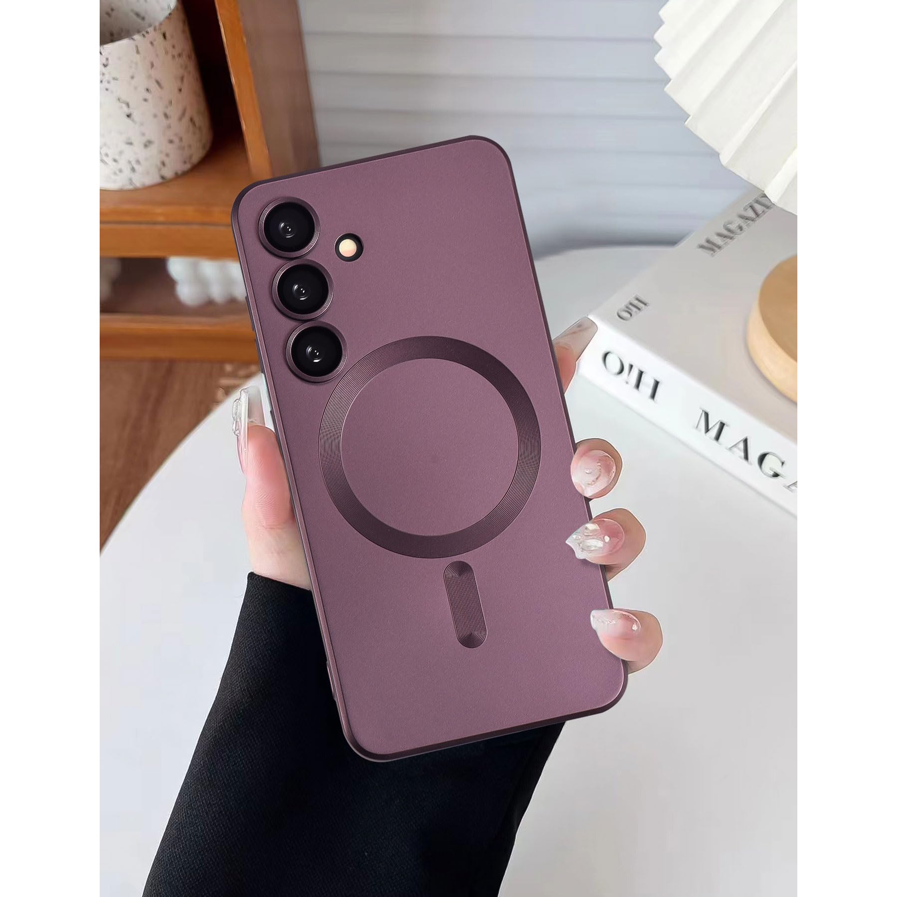 Yetagso Magnetic For Samsung Galaxy S24 Plus Case,Soft Silicone Samsung S24 Plus Phone Case With Camera Protection,Slim Fit Anti