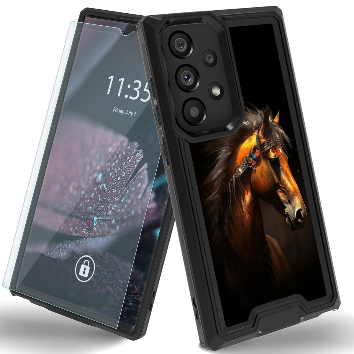Qindaiwen For Samsung Galaxy A53 5G Case With Screen Protectors, Dual Layer Protective Hard Pc Back & Soft Bumper Resilient Shoc
