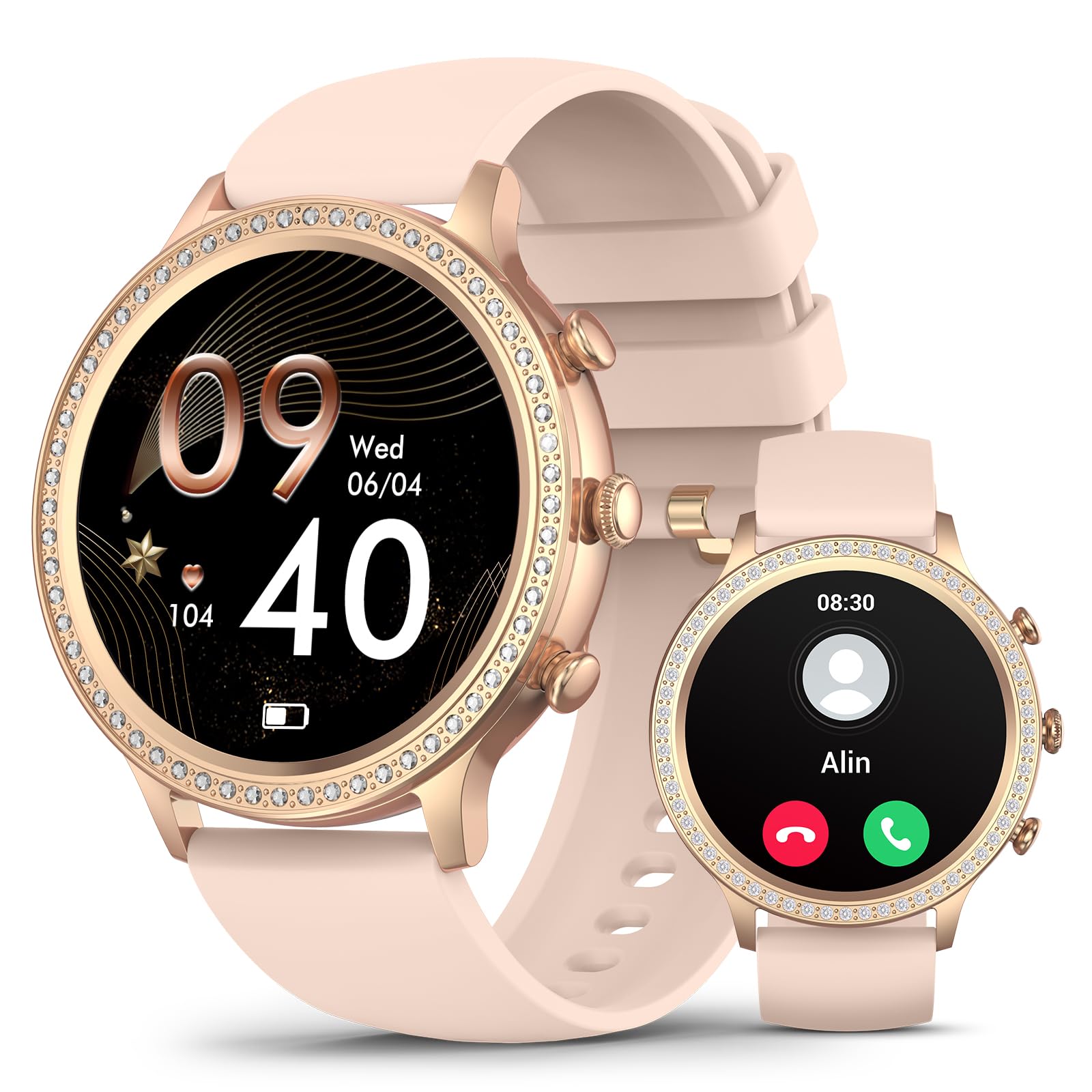 Souyie Smart Watches For Women With Diamonds (Answer/Make Calls), 1.32 Display, Smartwatch For Android Ios Phones, Ip67 Waterpro