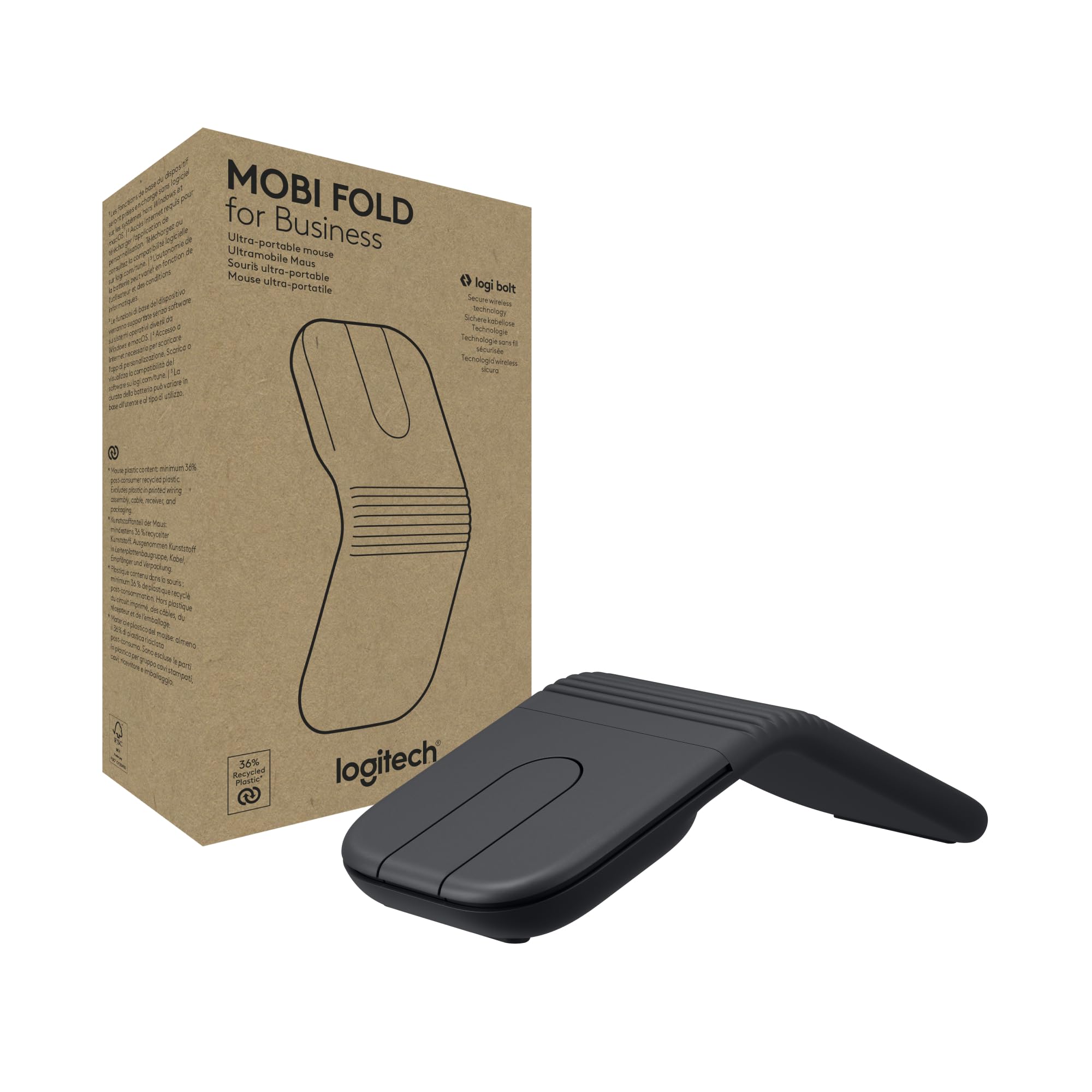 Mobi Fold For Business Mouse (Graphite) - Brown Box