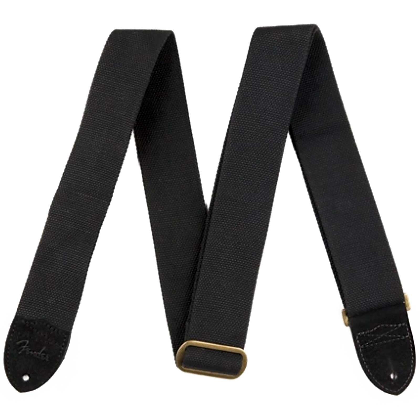 Fender Cotton and Leather Guitar Strap - Black
