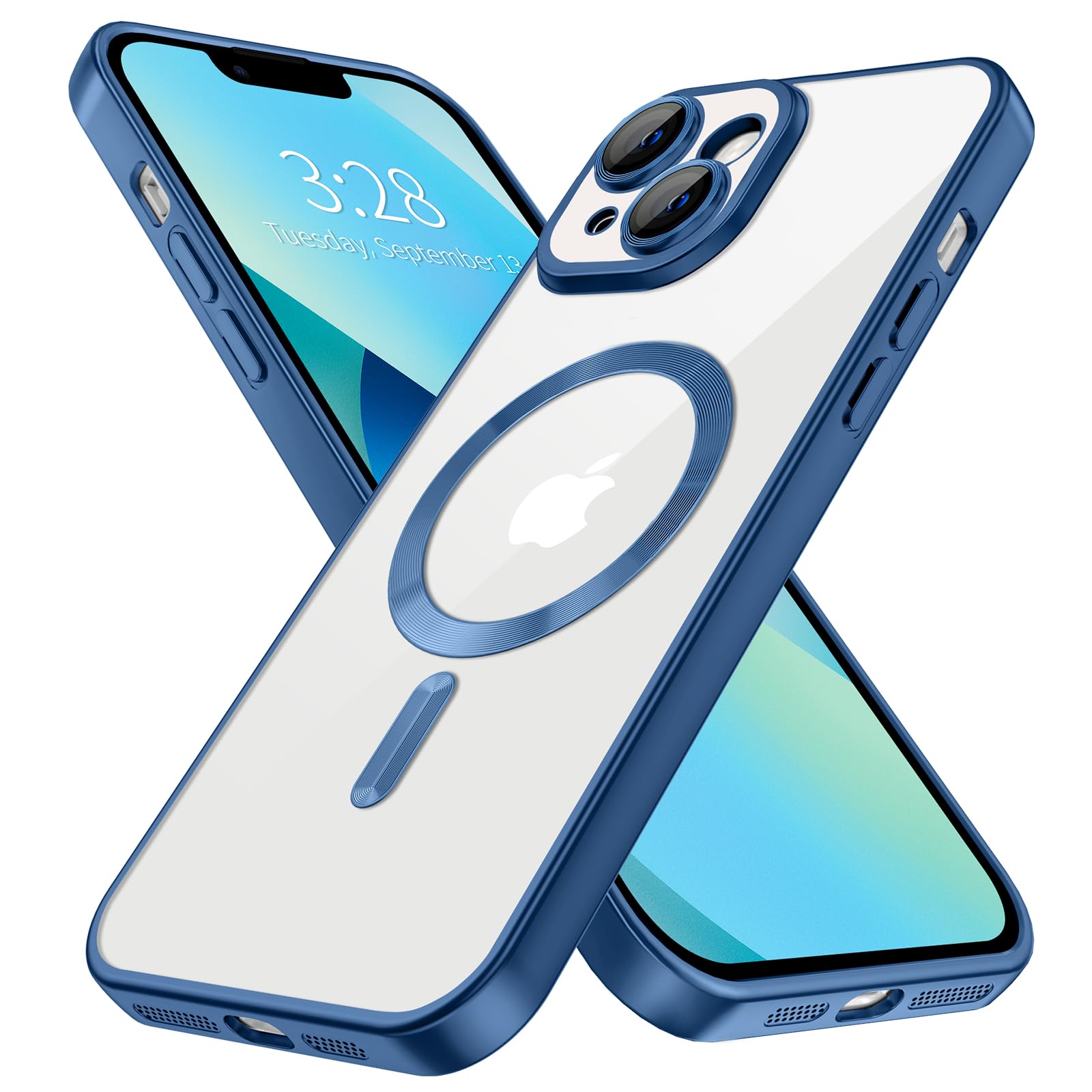 Hython Magnetic Clear Case For Iphone 13 Case With Camera Lens Protector [Compatible With Magsafe] Luxury Plating Edge Slim Soft