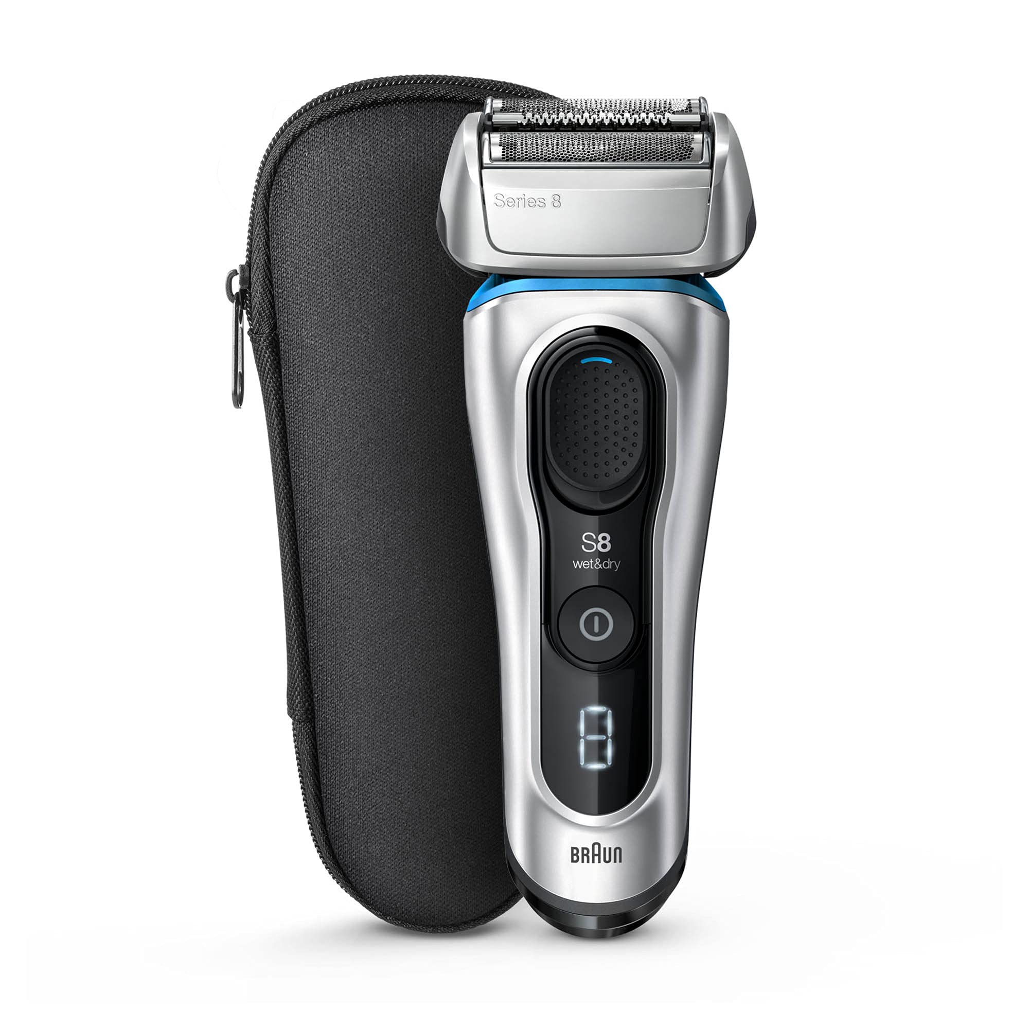 Braun Series 8 8330S Next Generation, Electric Shaver For Men, Rechargeable And Cordless Razor, Silver, Fabric Travel Case, Wet