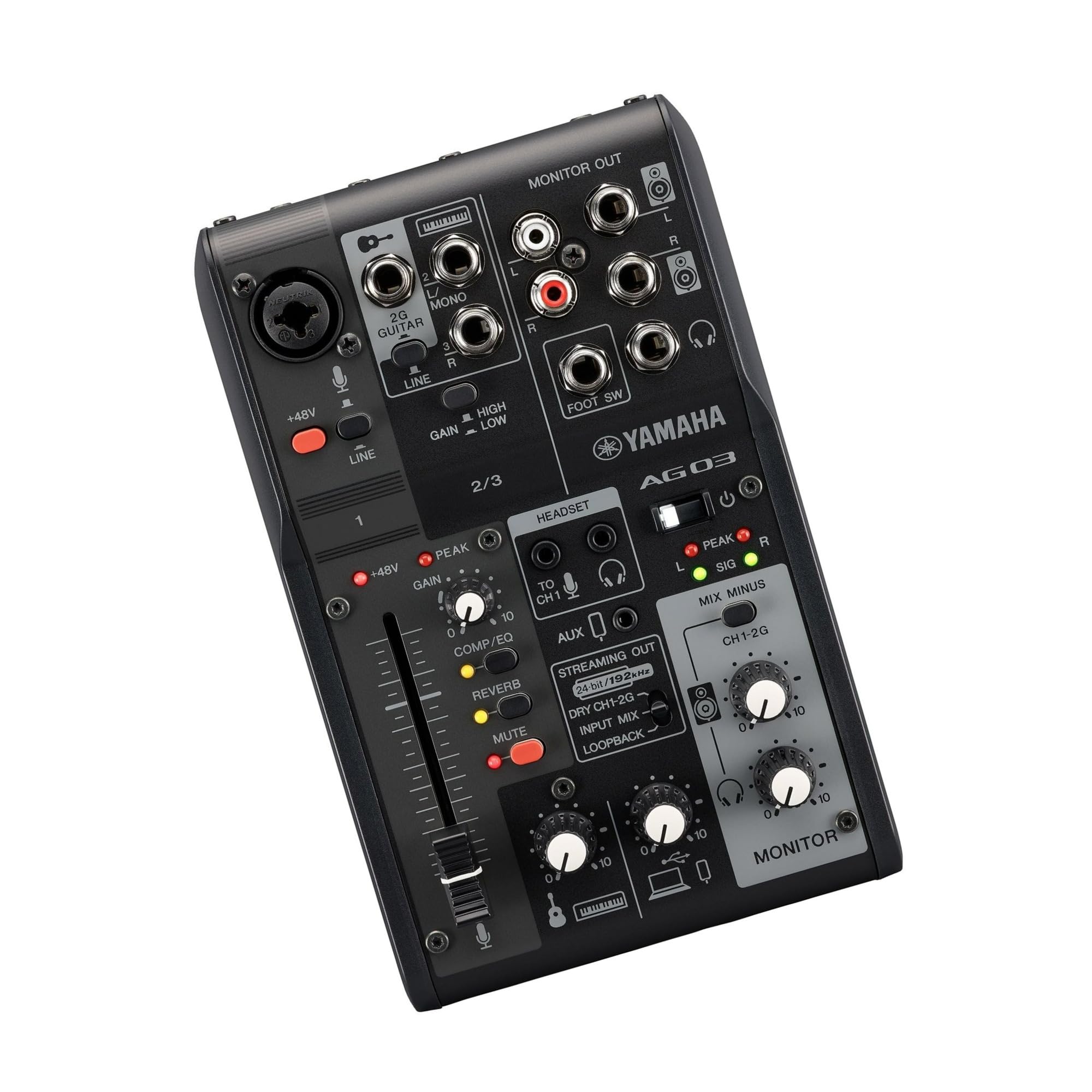 Yamaha Ag03Mk2 Black 6-Channel Live Streaming Loopback Mixer/Usb Interface With Steinberg Software Suite