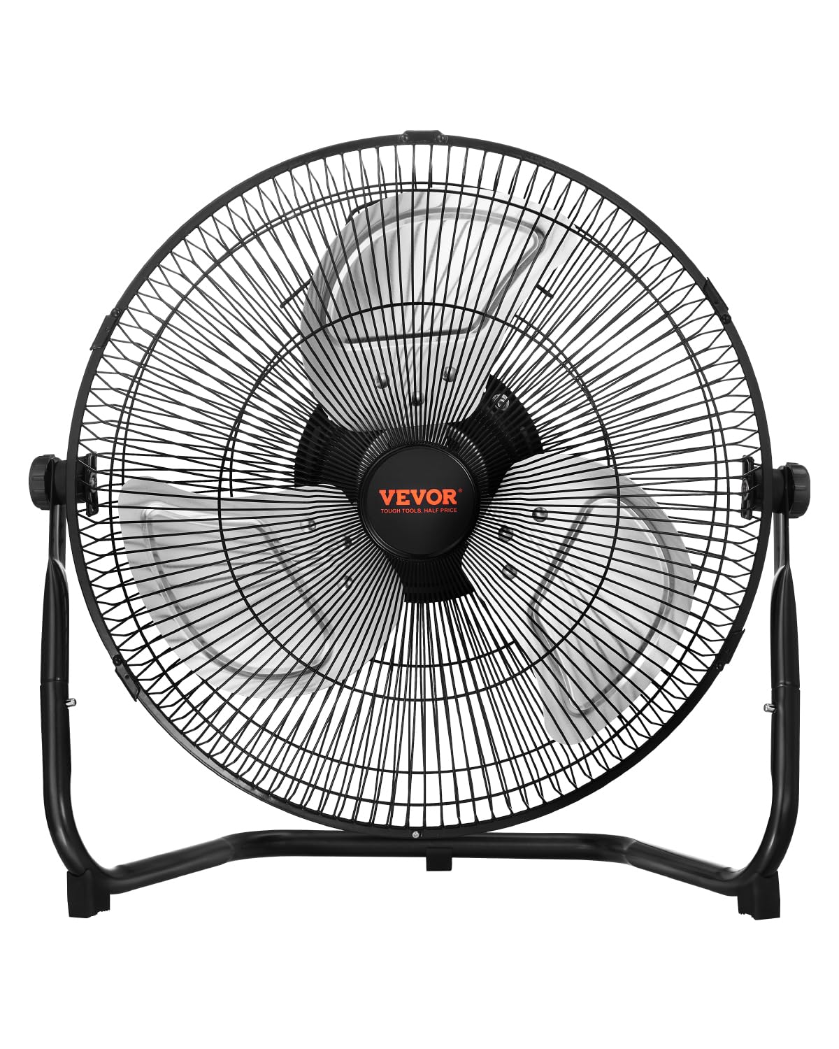 VEVOR Floor Fan, 3 Speeds High Velocity Heavy Duty 14 Inch Industrial Fan, 2560 CFM 360 Adjustable Tilt 19.69 ft/sec Airflow Lar
