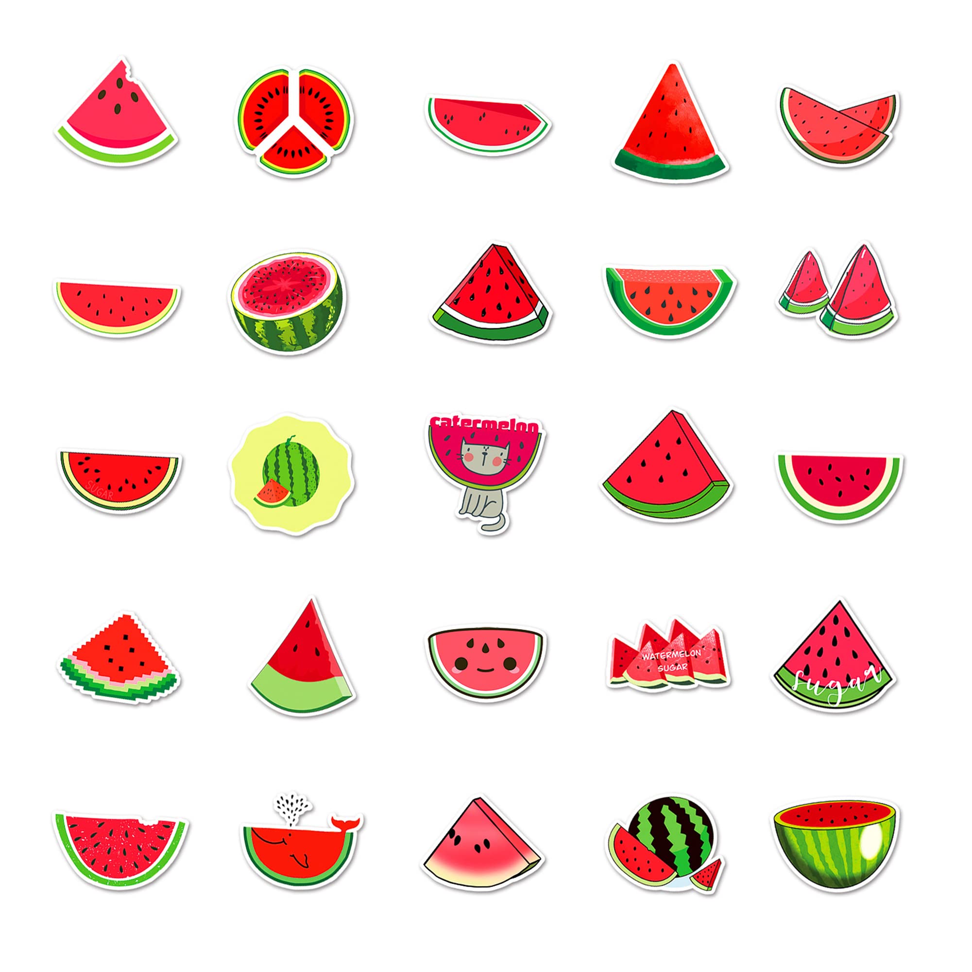 Aiwuding Watermelon Stickers Pack, 50Pcs, Vinyl Decals, Fruit Stickers For Hydro Flask, Laptop, Water Bottle, Stickers For Kids,