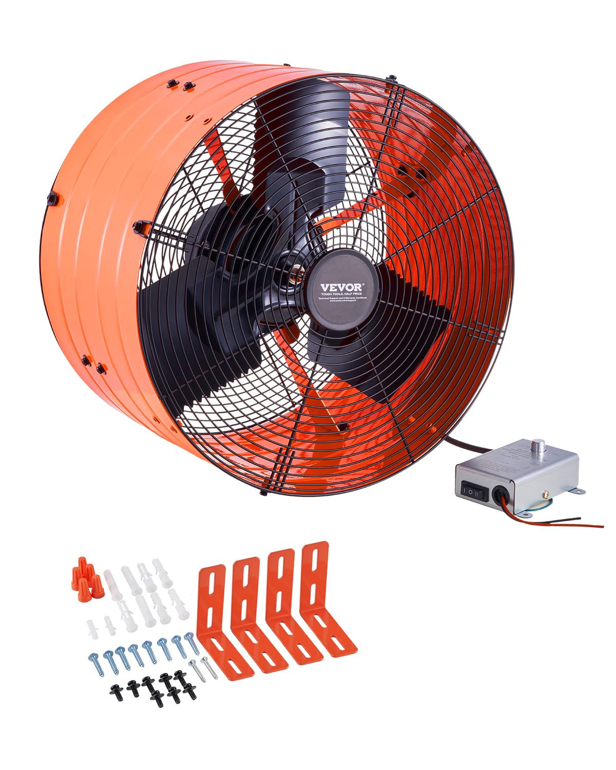 VEVOR Gable Mount Fan, 16 Inch Attic Exhaust Fan with Adjustable Thermostat & Outer Mesh, 2940 CFM House Ventilator Cools Up to 