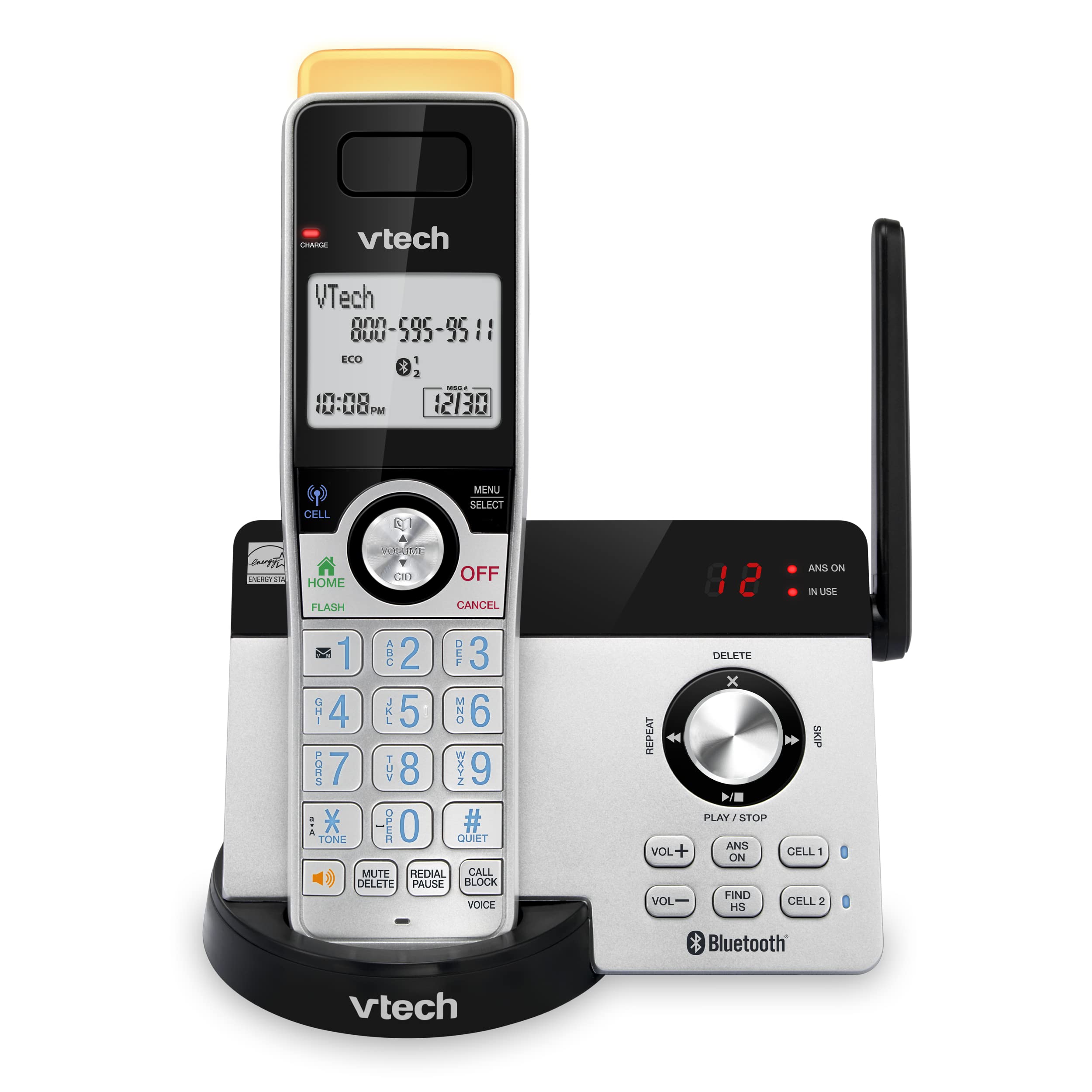 Vtech Is8121 Super Long Range Up To 2300 Feet Dect 6.0 Bluetooth Expandable Cordless Phone For Home With Answering Machine, Call
