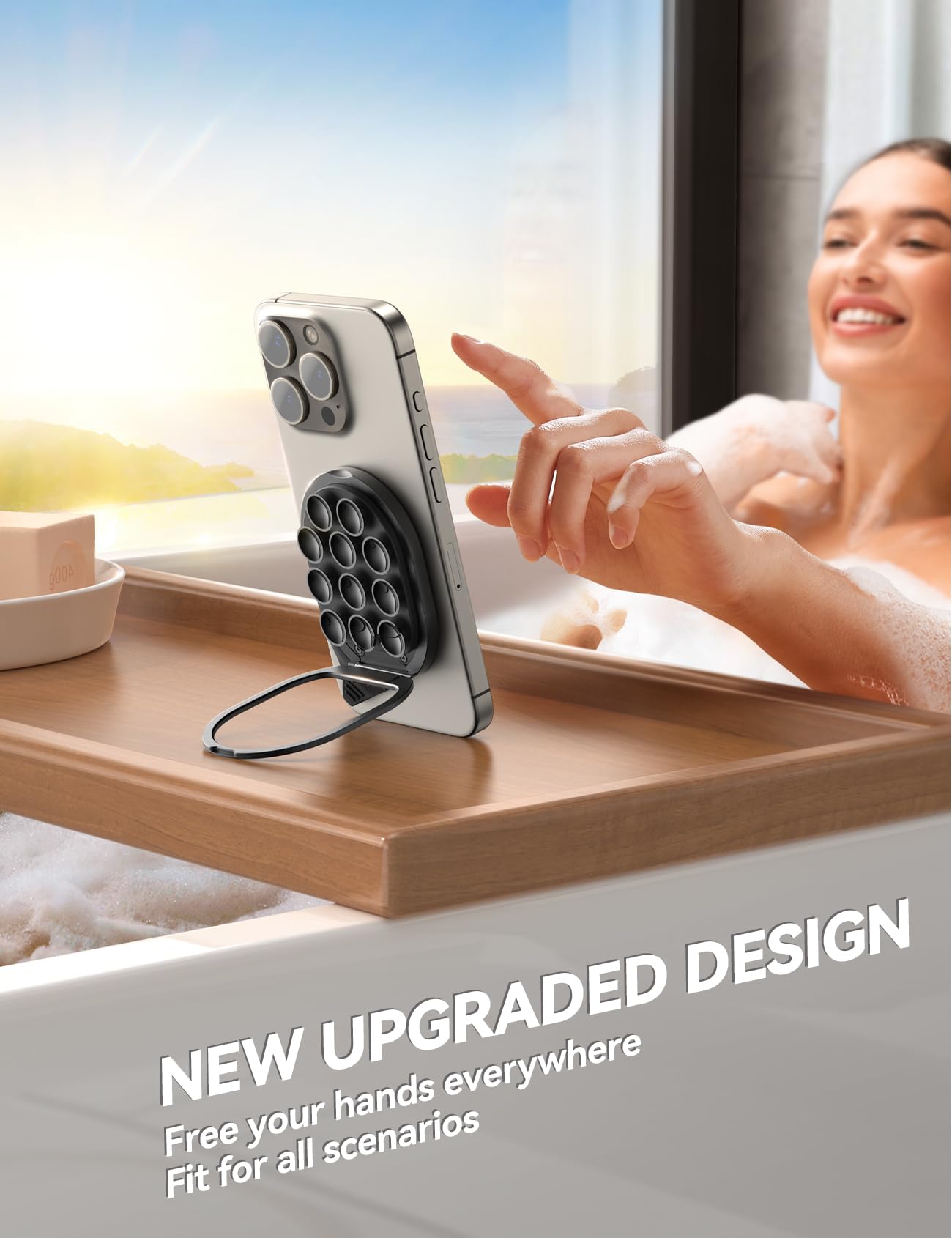 Joyroom Suction Cup Phone Mount, Magsafe Phone Grip With Pull Ring, Silicone Suction Phone Ring Stand For Iphone Samsung Android