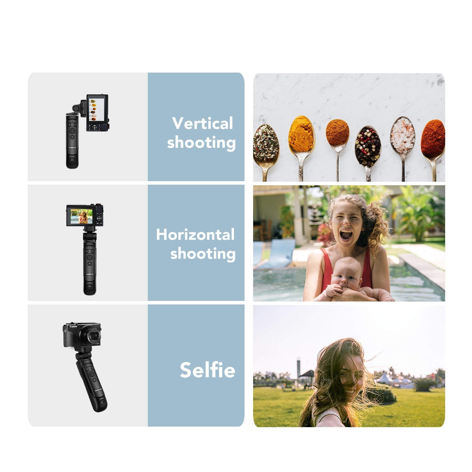 Aodelan Camera Remote Control Wireless Shooting Grip Tripod Grip For Canon Eos Rp, Eos R, R5, R6, M50, M50 Ii, 6D Mark Ii, 77D,