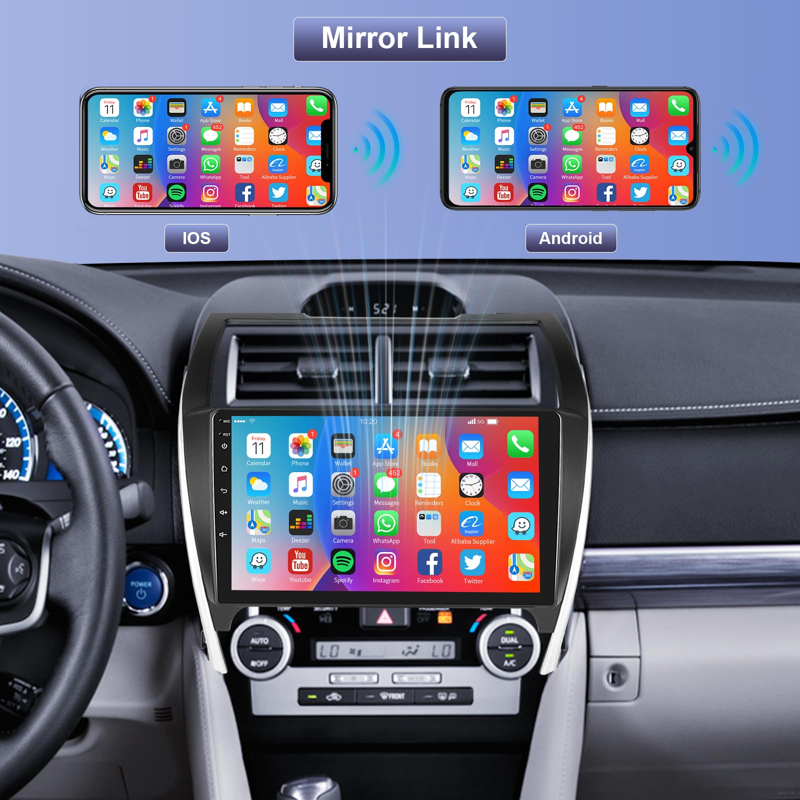 Car Radio Stereo For Toyota Camry 2012 2013 2014, 1G+32G Rimoody Android 13 10.1 Inch Touch Screen Gps Bluetooth Wifi Fm Radio M