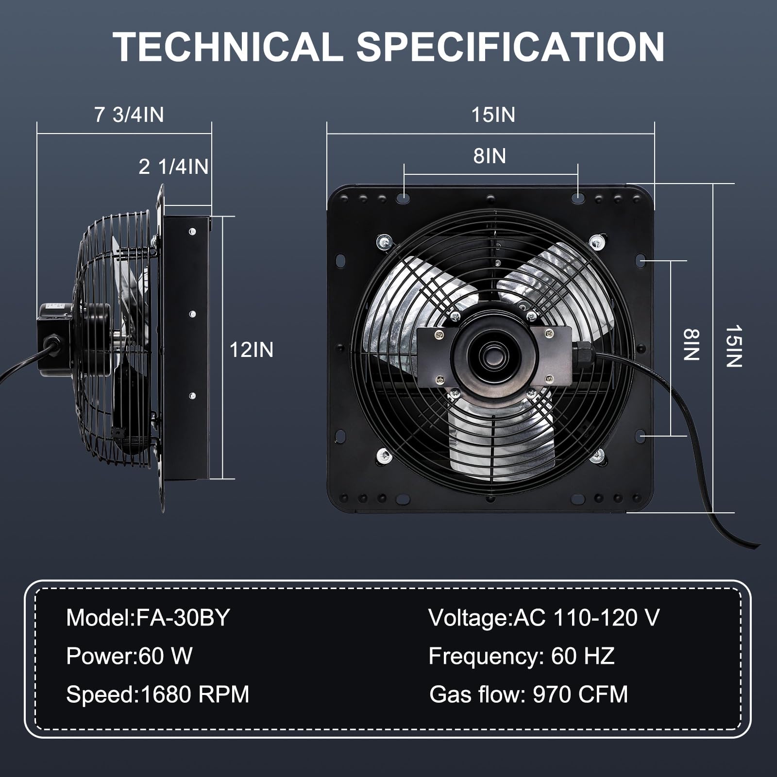 Criditpid 12 Inch Shutter Exhaust Fan With Speed Controller, 970 Cfm High Speed Vent Fan With Adjustable Thermostat, 1700 Rpm Wa