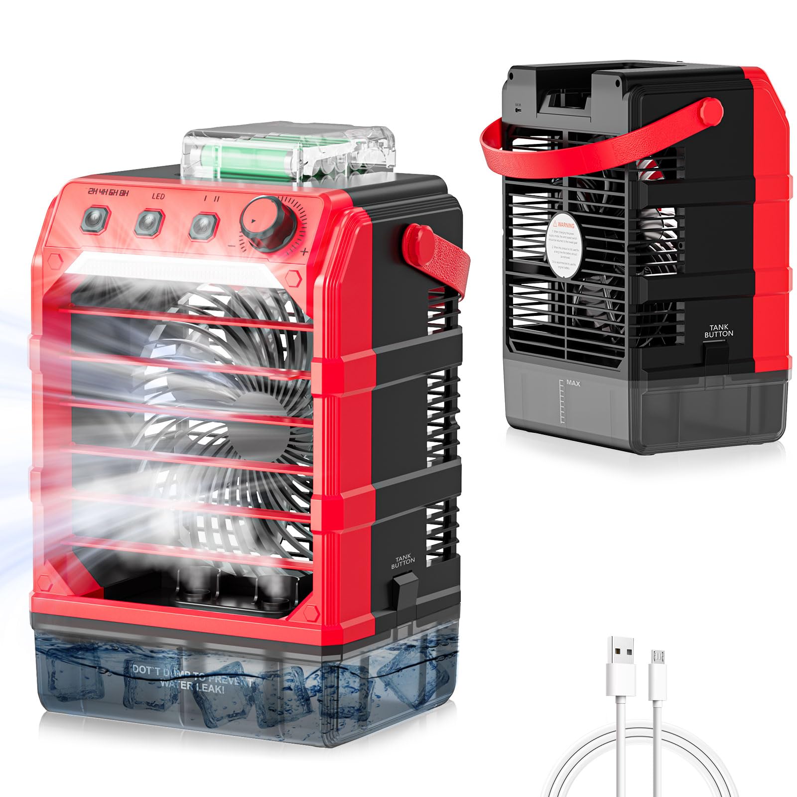 Rozlchar Portable Cooling Fan Compatible for Milwaukee 18V Battery(No Battery) w/USB Input Powered, Outdoor Camping Fan w/Mist, 