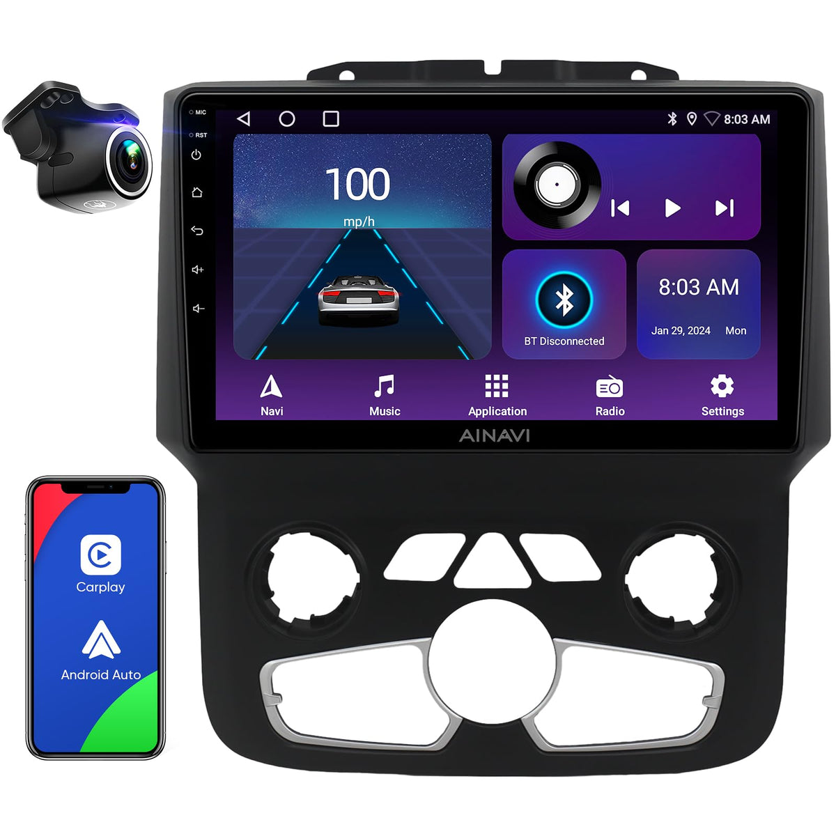 For Dodge Ram 1500 2500 3500 2013 2018 Car Stereo Upgrade With (Auto Ac Climate Control) Touchscreen Radio Replacement Kit Dsp (