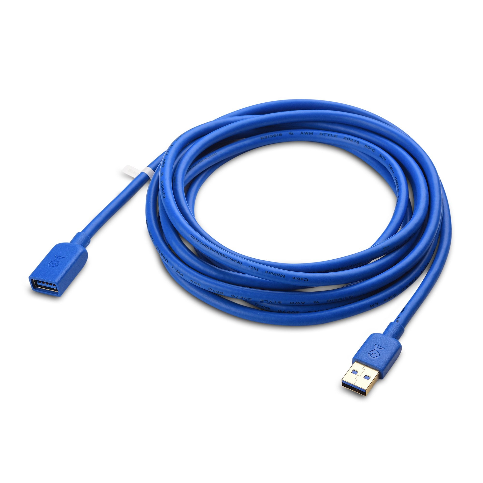 Cable Matters 5Gbps Long USB Extension Cable   10ft, USB 3.0 Extension Cable, Male to Female USB3.0 Extender, Compatible with Webcam, VR Headset, Printer, Hard Drive, Blue
