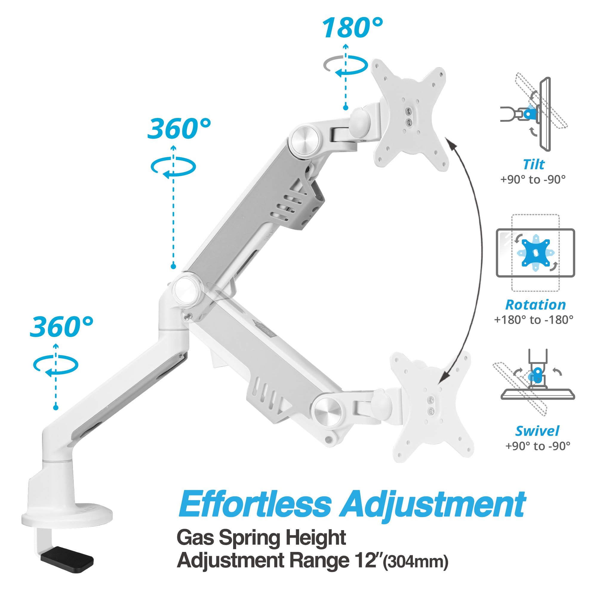 Avlt Single 13'' 38'' Monitor Arm Desk Mount Fits One Flat/Curved/Ultrawide Monitor Full Motion Height Swivel Tilt Rotation Adju