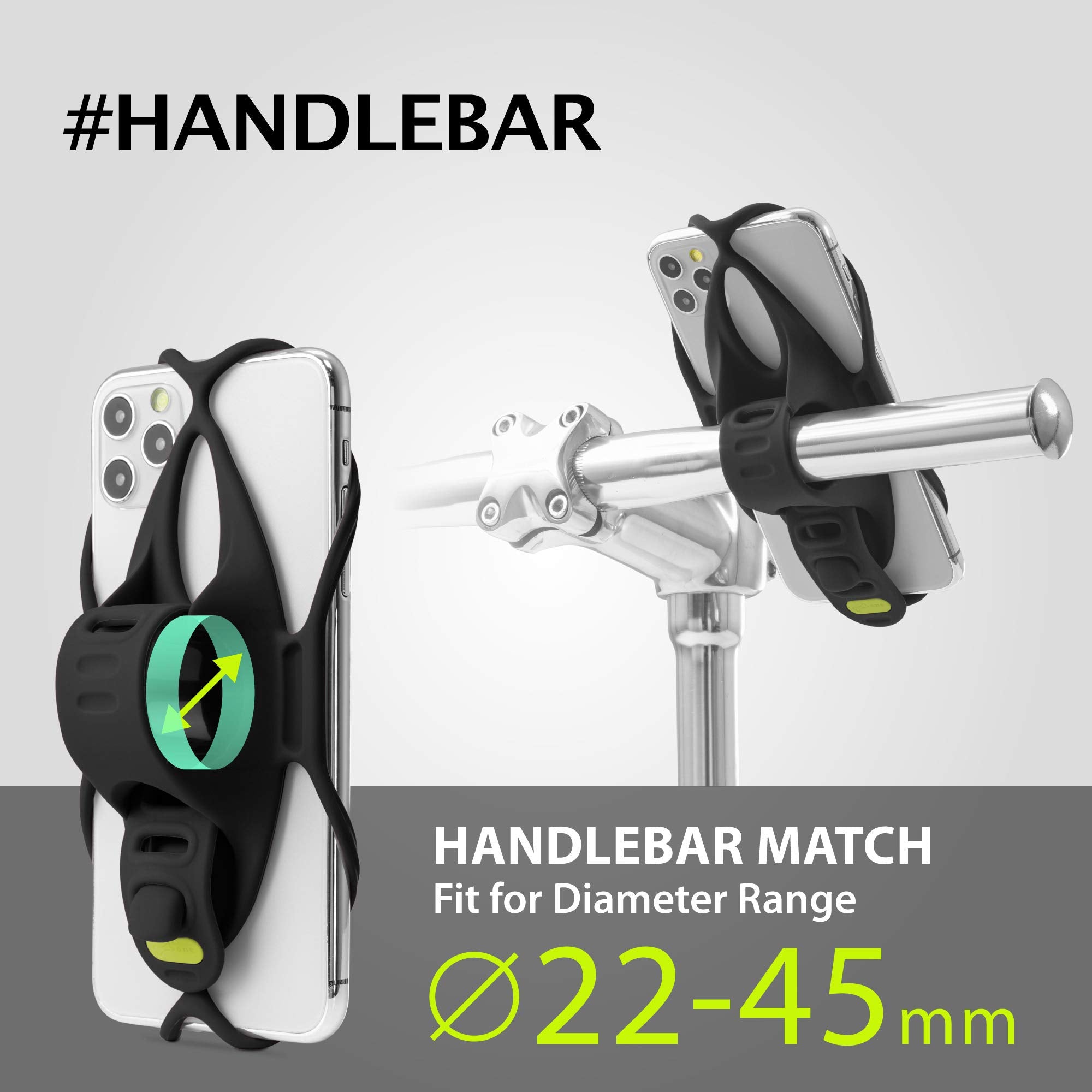 Bone Bike Phone Mount Handlebar, Universal Bicycle Phone Holder Motorcycle Cell Phone Holder For 4.7''  7.2'', Ultra Light Silic