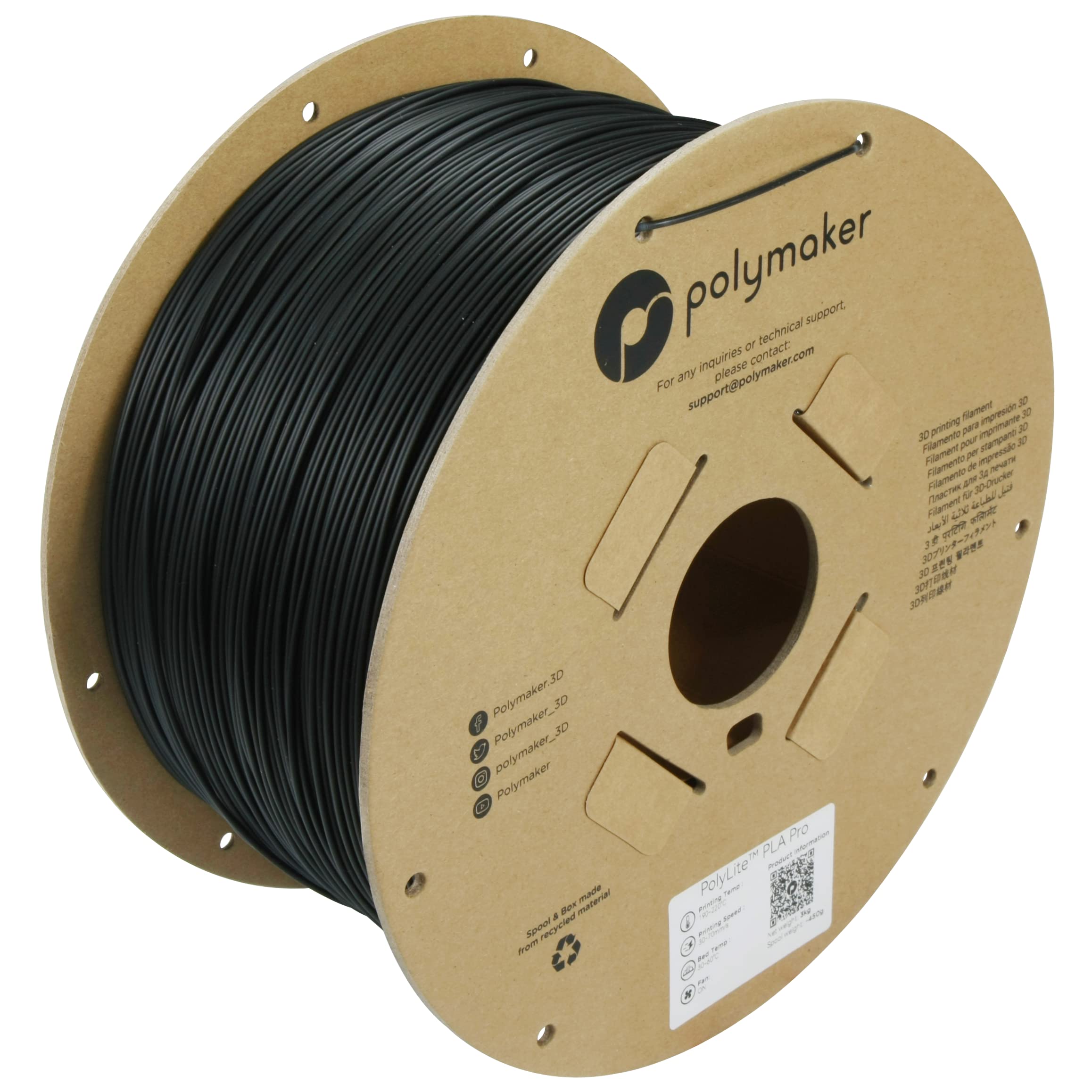 Polymaker 3Kg Pla Pro Filament 1.75Mm Black, Powerful Pla Filament 1.75Mm 3D Printer Filament   Polylite 1.75 Pla Filament Pro,