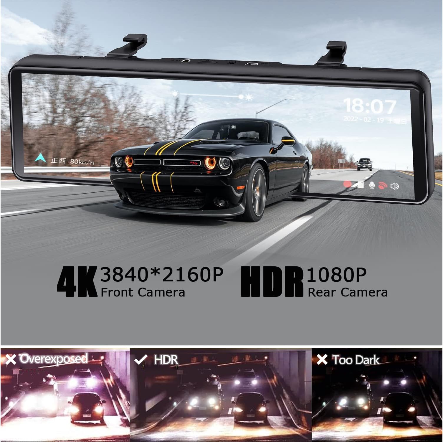 Nikomaku Mirror Dash Cam Front And Rear Oem Design 4K Resolution 11 Inch Full Touch Screen Rear View Mirror Camera For Cars 170
