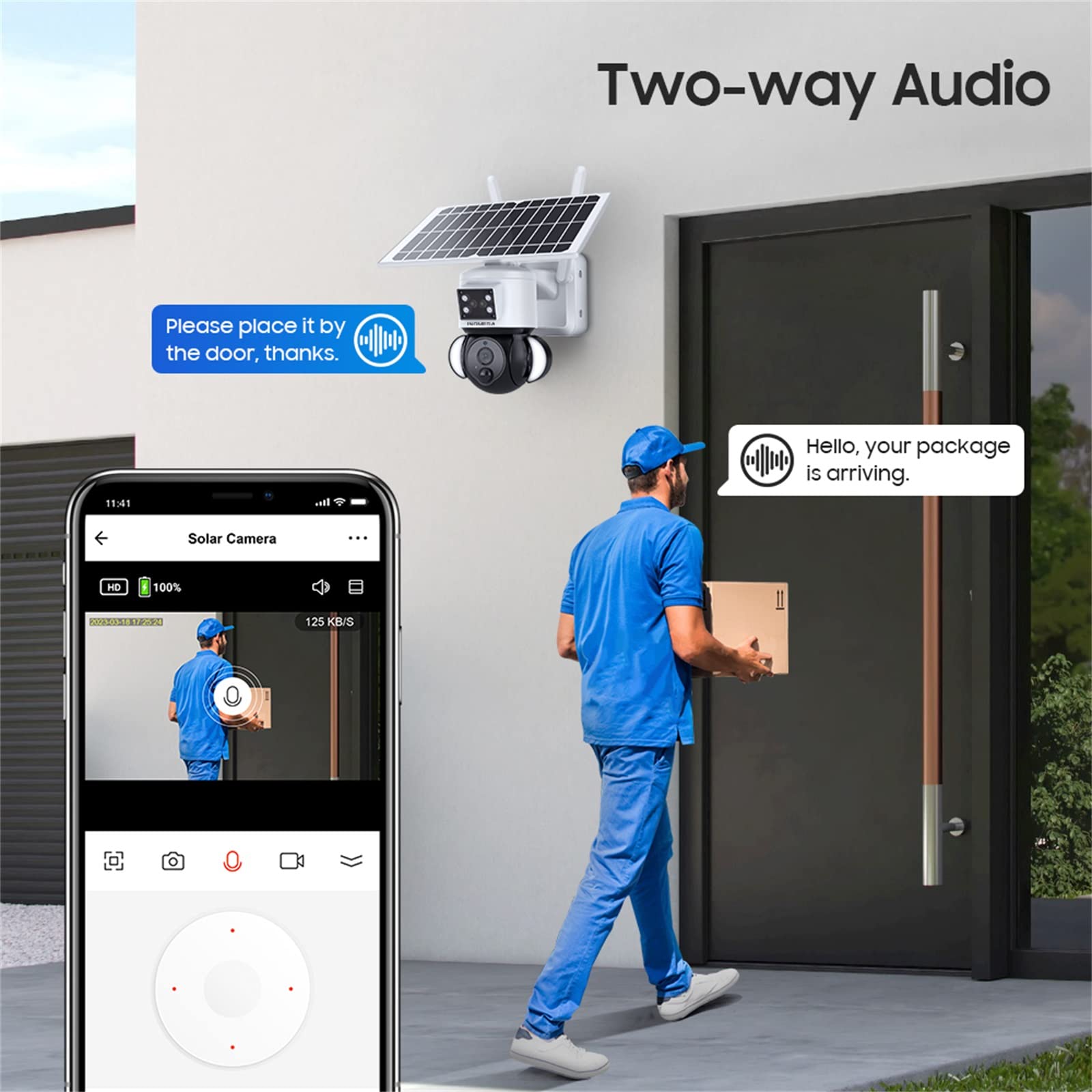 Inqmega Solar Security Cameras Tuya Smart,3Mp Fhd Wifi 360 View 15000Mah Solar Powered Cameras For Home,Pir Motion Sensor Flood