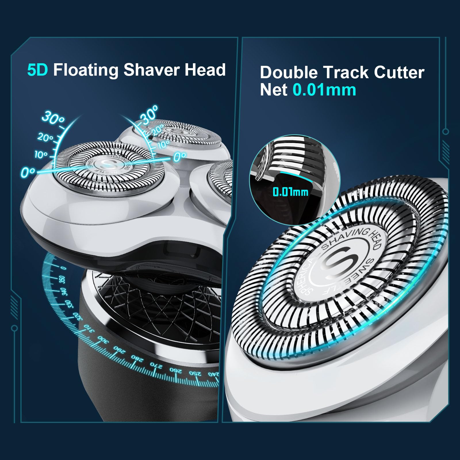 Electric Razor For Men With Travel Case, Sweetlf 100% Waterproof Electric Shaver,Wet Dry Shaving/Rechargeable/Sideburns/Trimmer/