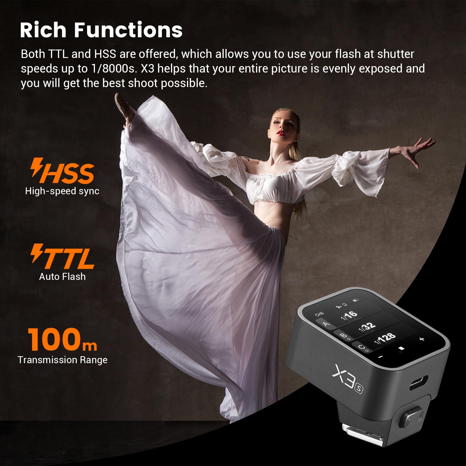 Godox X3S X3 S Ttl Wireless Flash Trigger For Sony Camera, 2.4G Wireless Touchscreen Flash Transmitter, Support Ttl Auto/Manual/