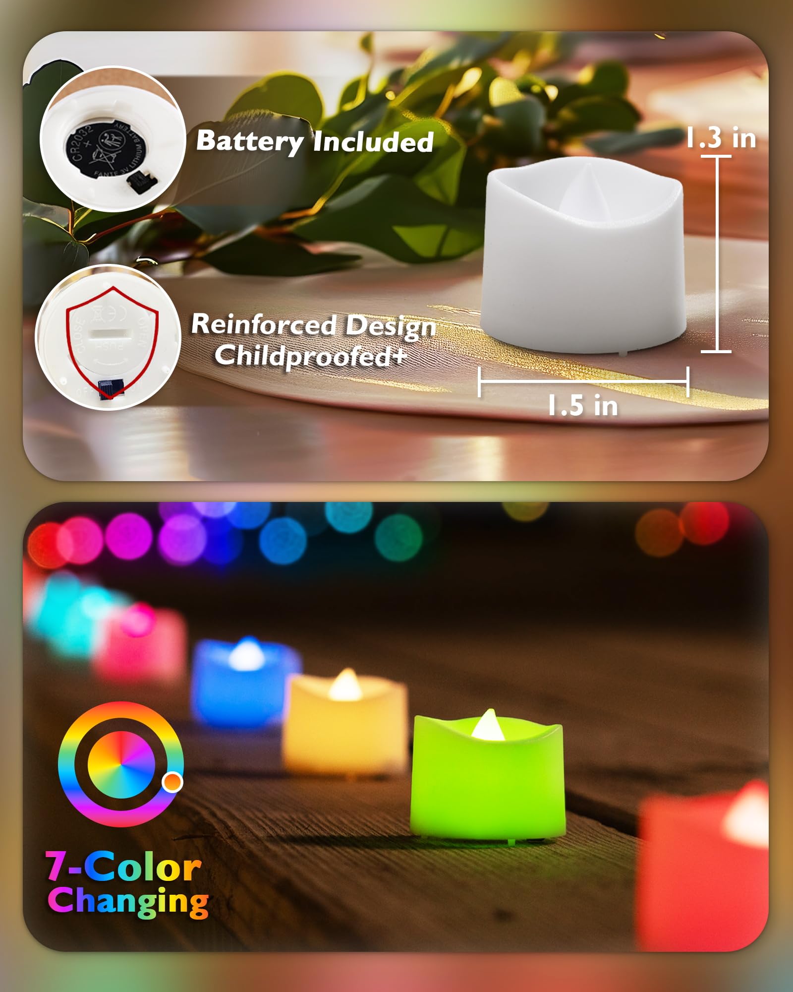 Homemory Multi Color Changing Tea Lights Candles Battery Operated, Led Holiday Candles Tealights With 7 Color Changing For Hallo