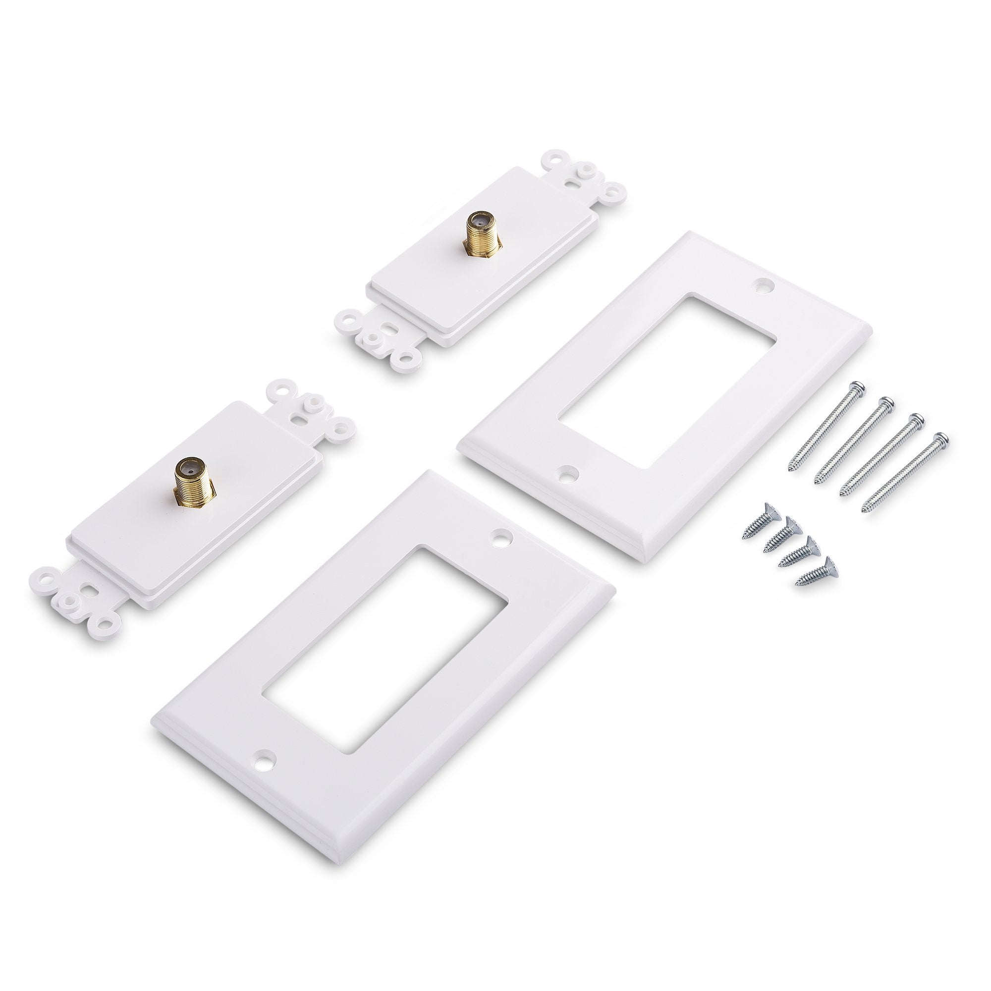 Cable Matters 2 Pack 1 Port TV Cable Wall Plate (Coax Wall Plate) in White