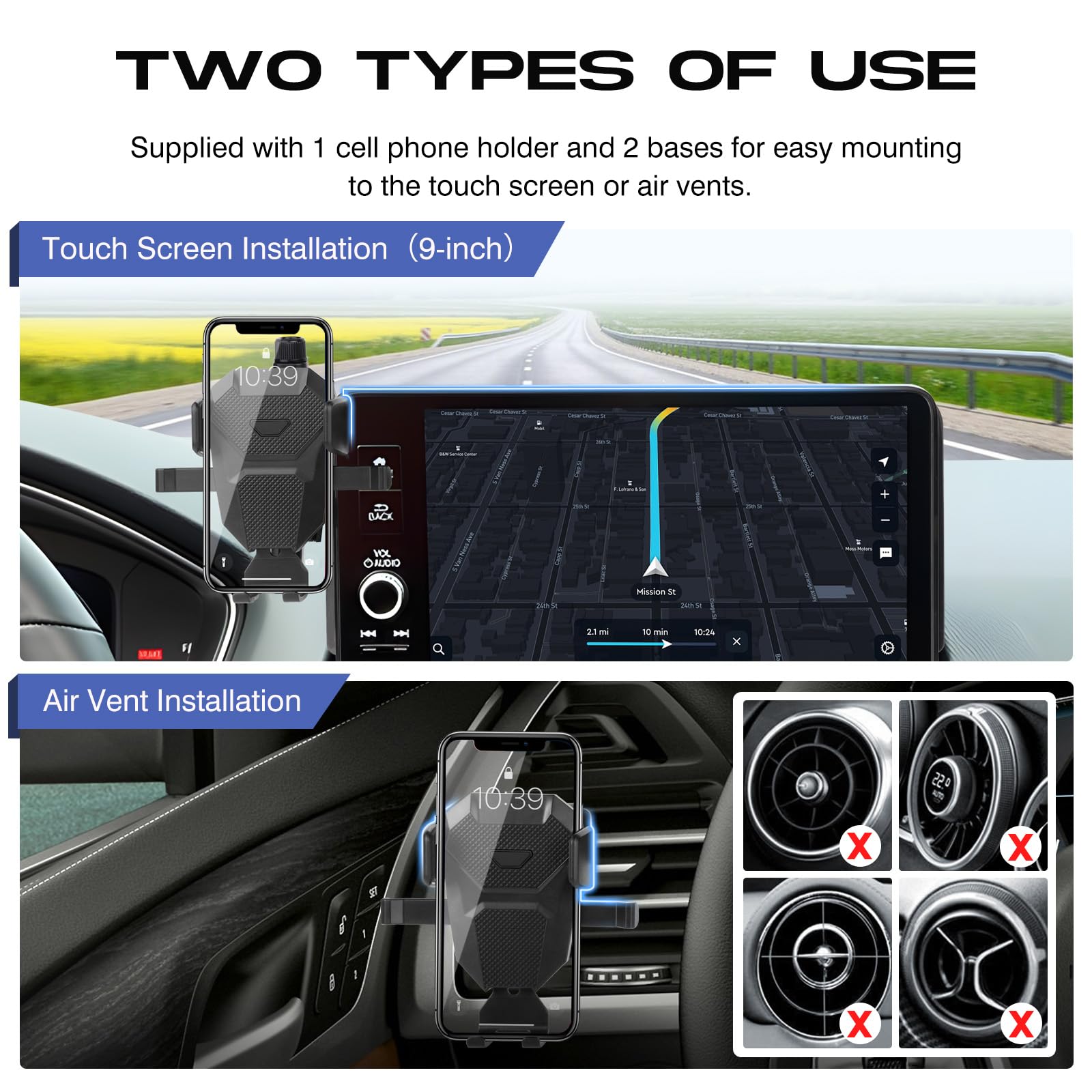 Sunsdrew Car Phone Holder For Honda Civic 2022-2025 Accessories,Adjustable Gps Civic Phone Mount For 9-Inch Screen,Hands-Free Ul