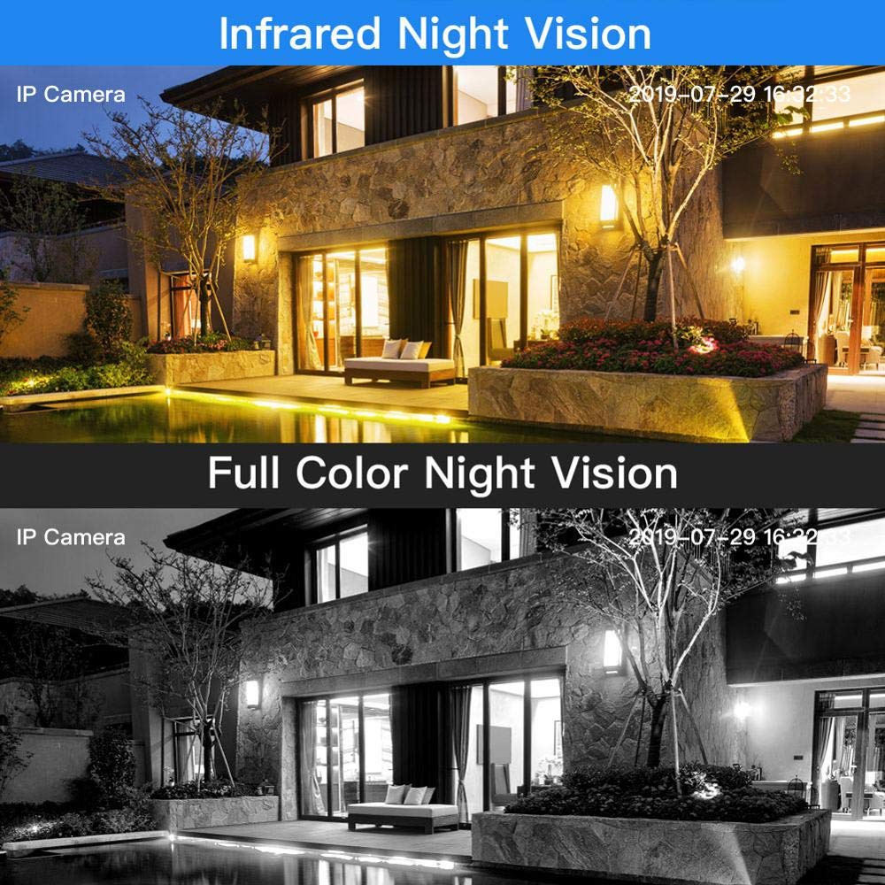 Eversecu Outdoor Ptz Security Camera, 1080P Home 2.4Ghz Wifi Ip Surveillance Camera, Two Way Audio Motion Detection Night Vision