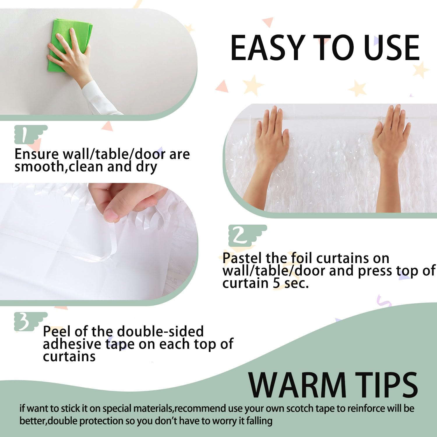 3Pcs Wavy White Metallic Tinsel Curtain Foil Fringe Backdrop,3.3 Ft X 6.6 Ft Streamer Photo Booth Props For Party Door Wall Curt