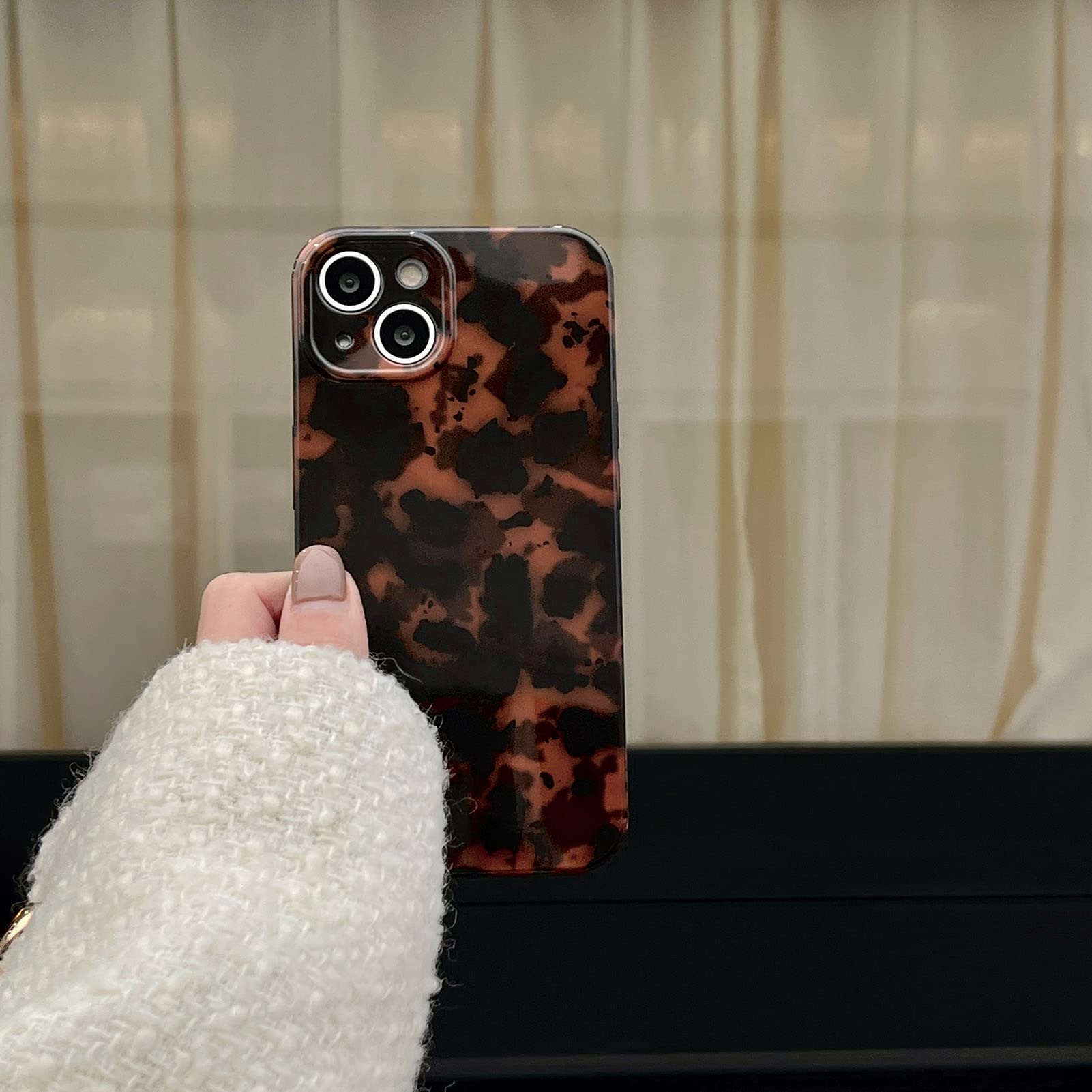 Tortoise Shell Retro Phone Case Compatible With Iphone 12 Pro Chic Amber Brown Leopard Stylish Classic Soft Slim Protective Cove