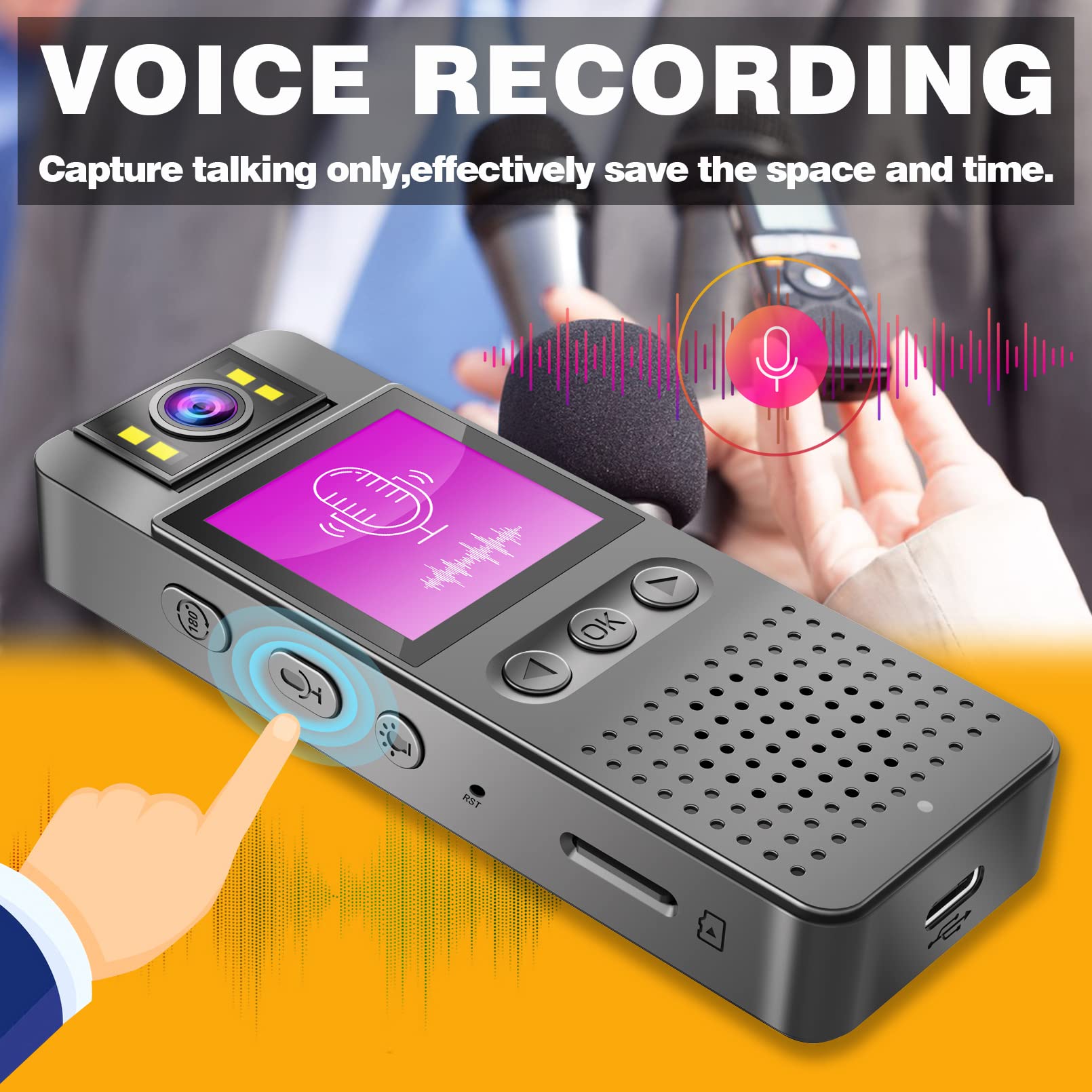 Honghoo 128Gb Pocket Camcorder,Body Cameras With Audio And Video Recording.180Rotatable Lens True Hd 1080P 1.4 In Screen To Play