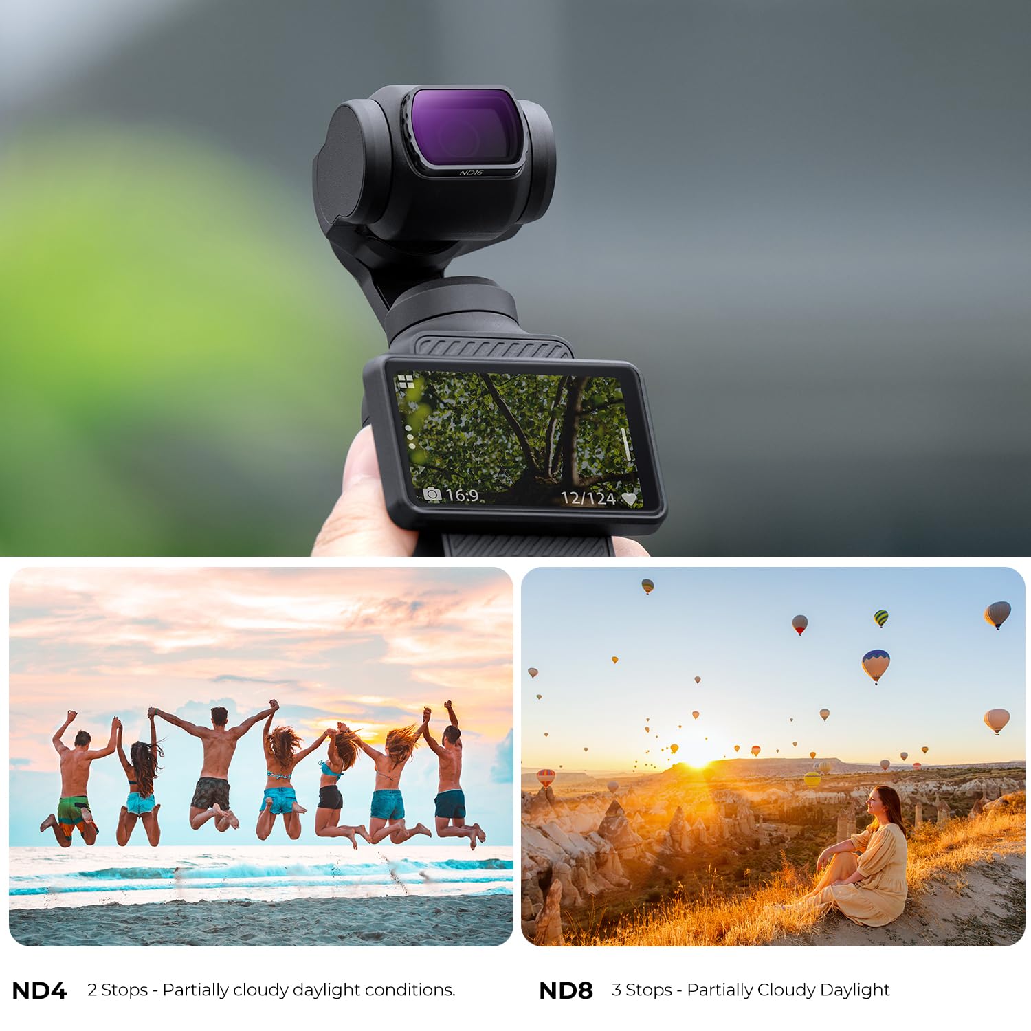 K&F Concept Magnetic ND Filter Kit for DJI Osmo Pocket 3 4-Pack (ND4+ND8+ND16+ND32) Optical Glass Multi-Coated