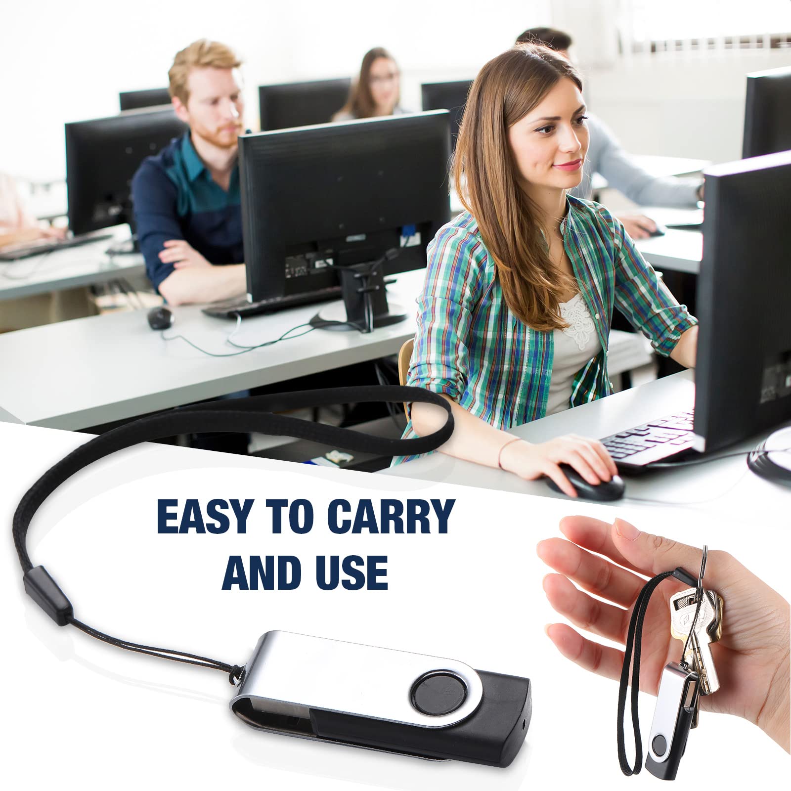 Aoriher 50 Pack Usb 2.0 Flash Drives Bulk, Portable Usb Thumb Drives With Lanyards, Swivel Flash Drives Thumb Drives For Office