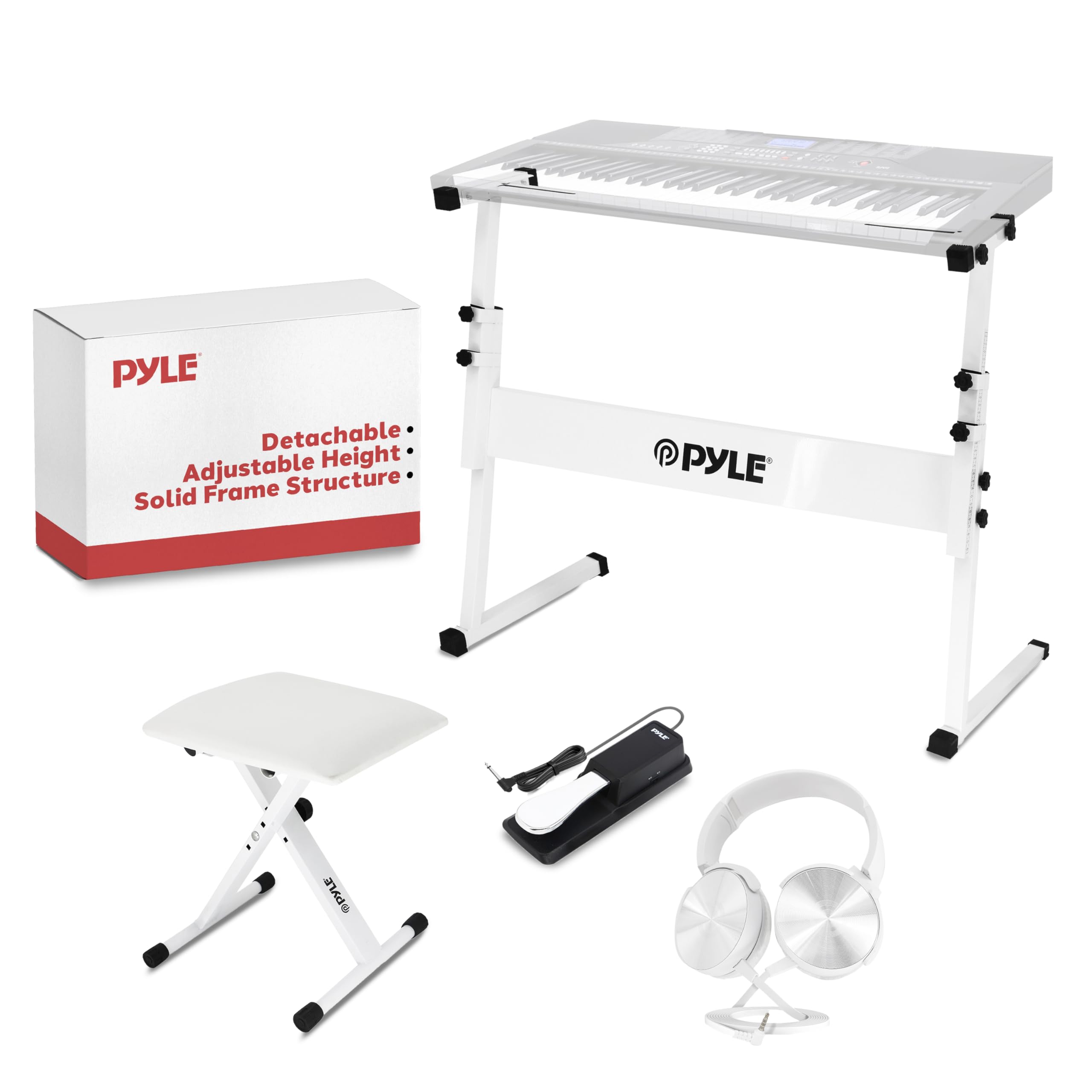 Pyle Heavy-Duty Electric Keyboard Accessories, E Piano Equipment Pack Includes Height Adjustable Z Shape Keyboard Stand, Keyboar