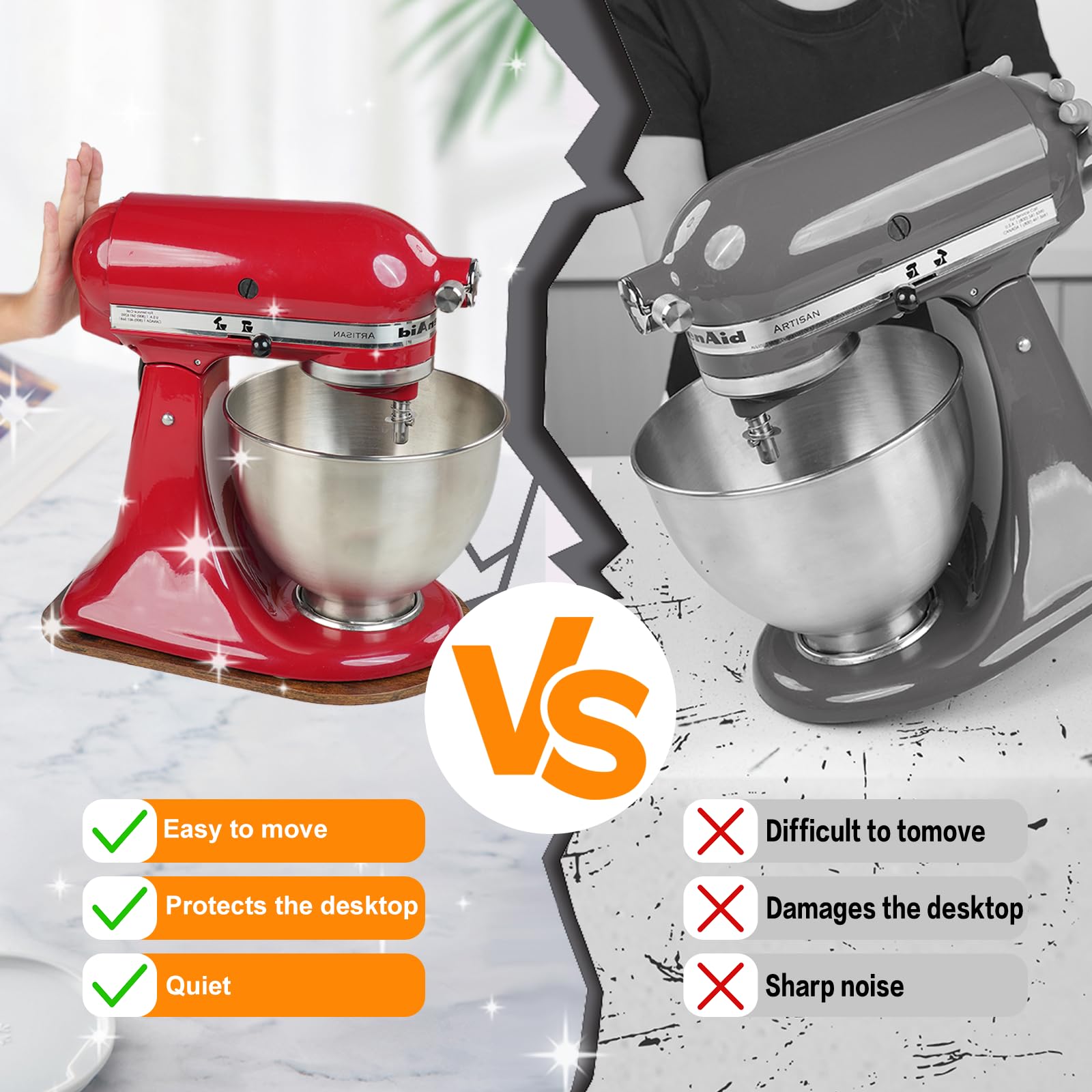 Wooden Mixer Slider Compatible With Kitchenaid 4.5&5 Quart Tilt Head Stand Mixer