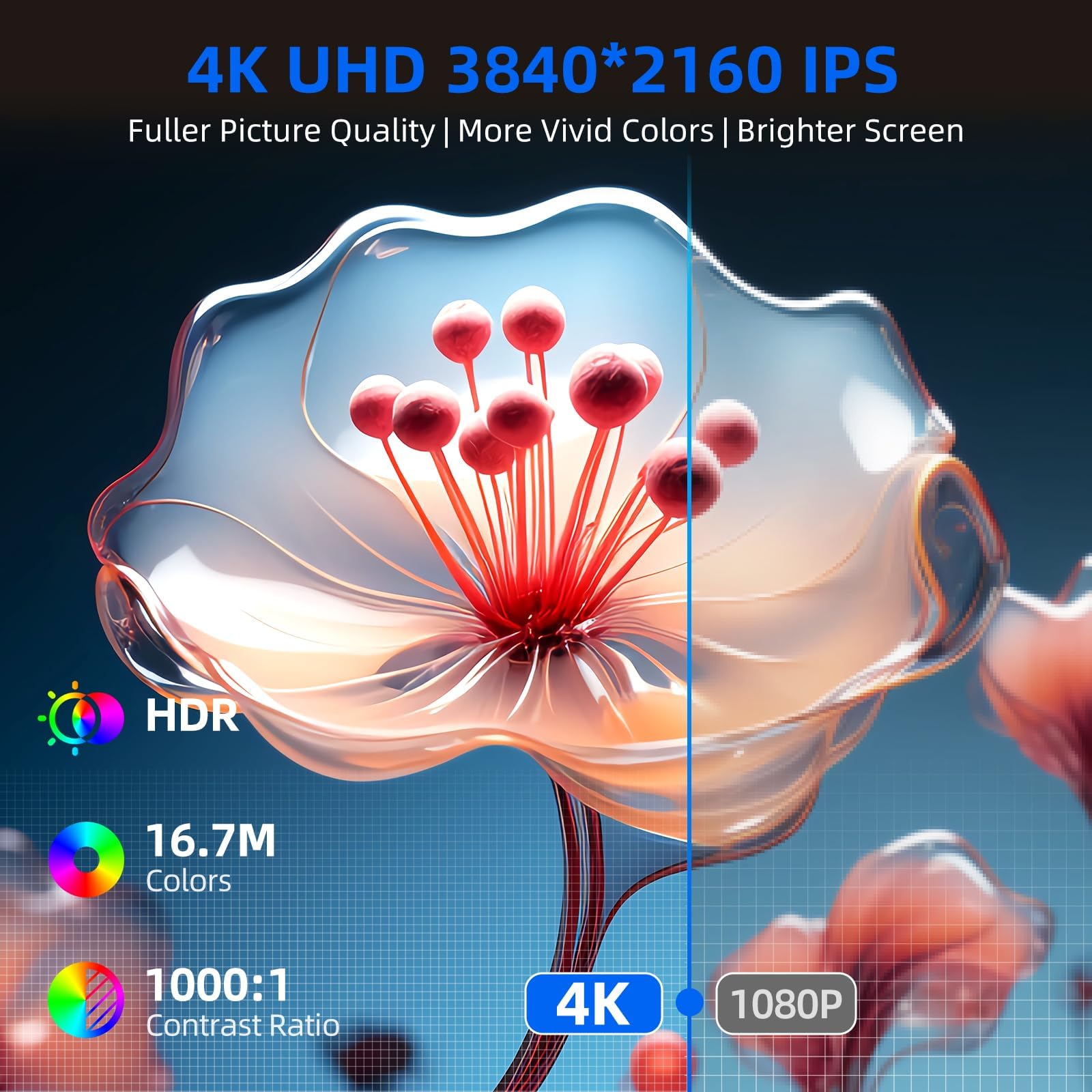 Uperfect Portable Monitor 4K, 15.6'' Silvery 3840X2160 Uhd Hdr Usb C Monitor, 100% Adobergb, 400Cd/?Brightness, Ips Freesync Spe