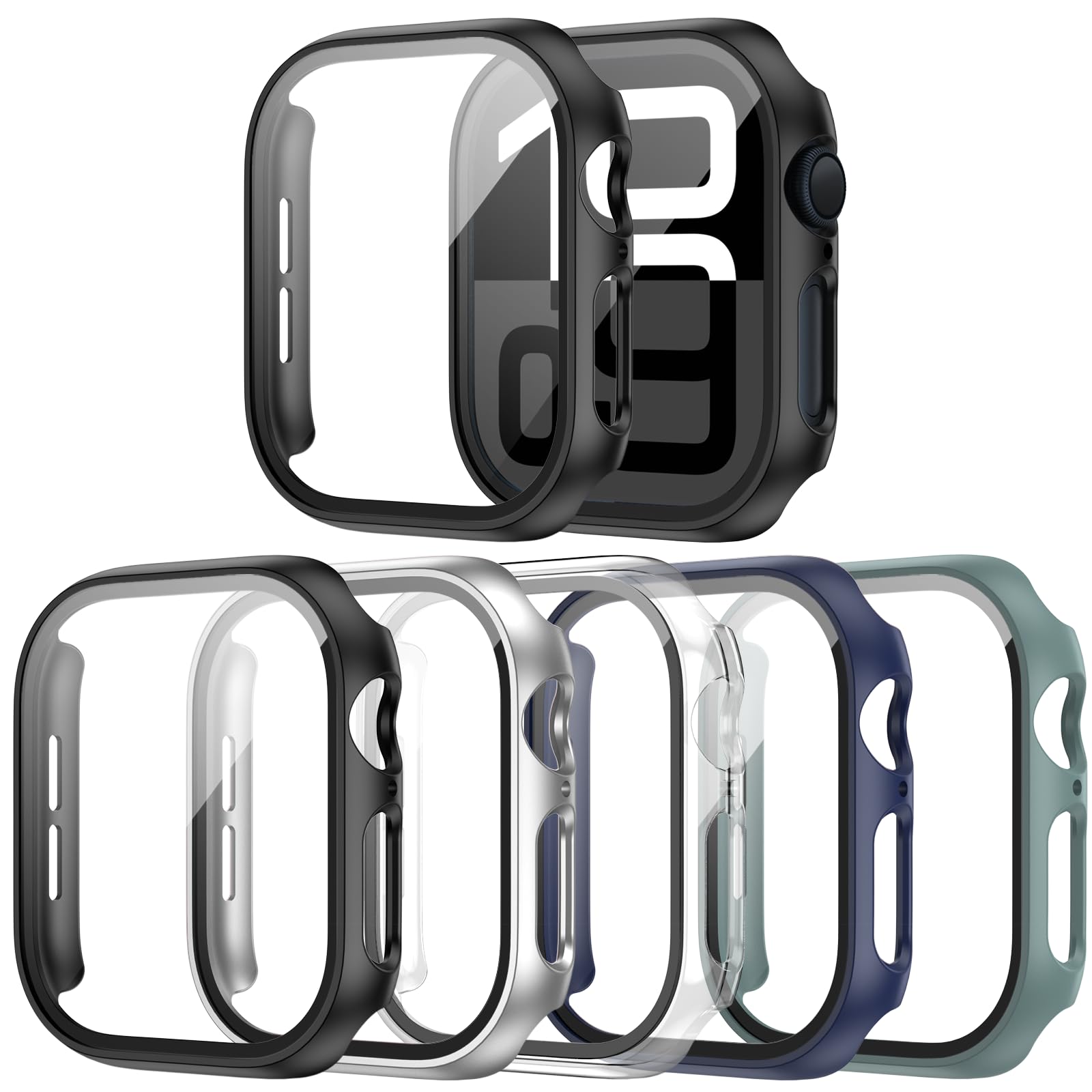 Haojavo 5 Pack For Apple Watch Series 10 Screen Protector Case 46Mm(2024), Pc Hard Cover With Tempered Glass Film Ultra Thin Sli
